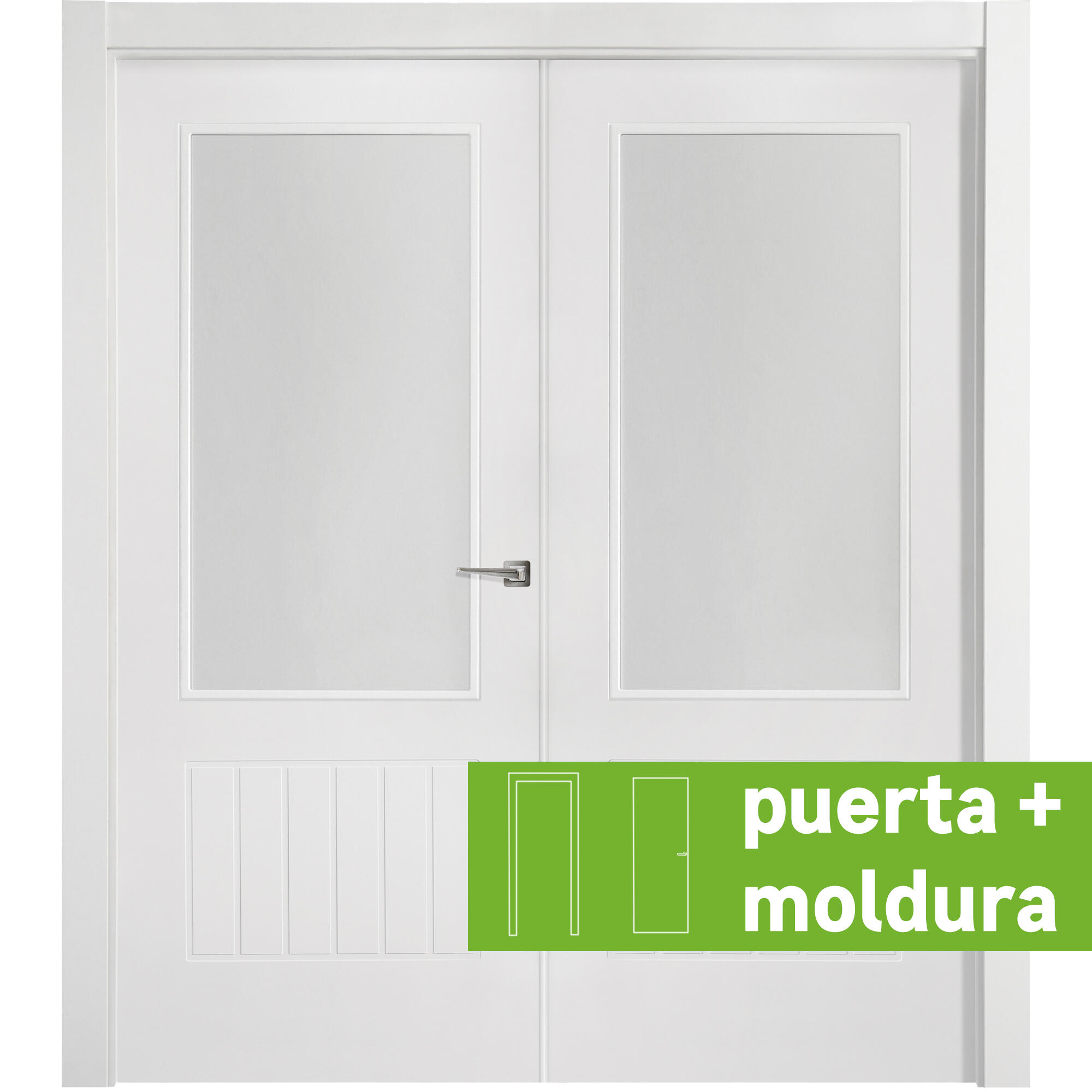 Conjunto puerta madison blanco line plus izda cristal 125cm + tapeta