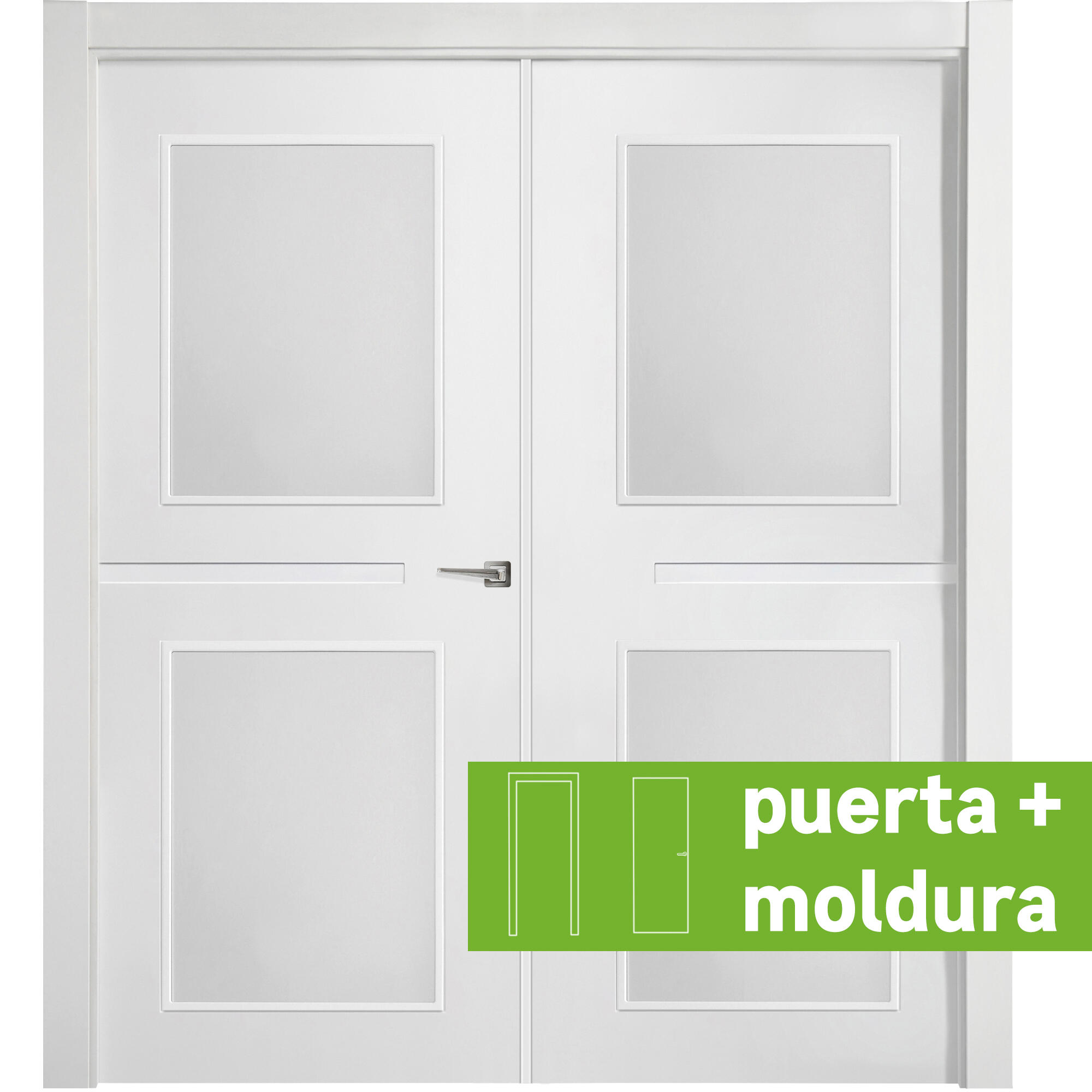 Conjunto puerta denver bl blanco line izda con cristal 125cm + tapeta