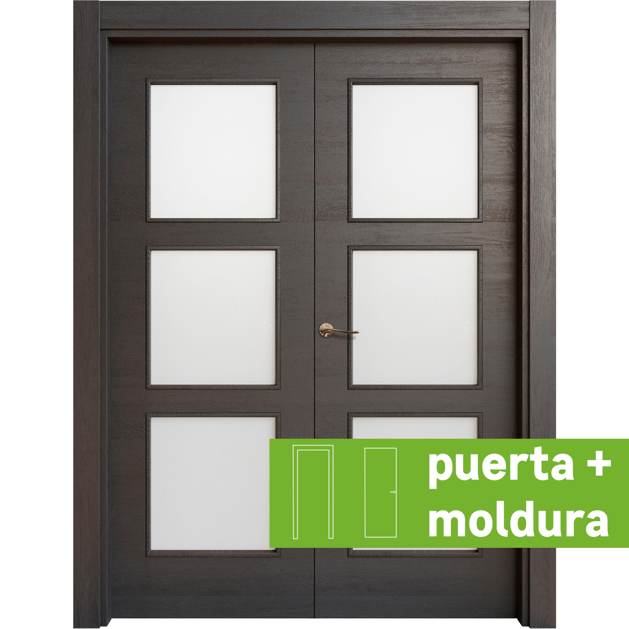 Conjunto puerta oslo azabache line negro dcha cristal 125cm + tapeta