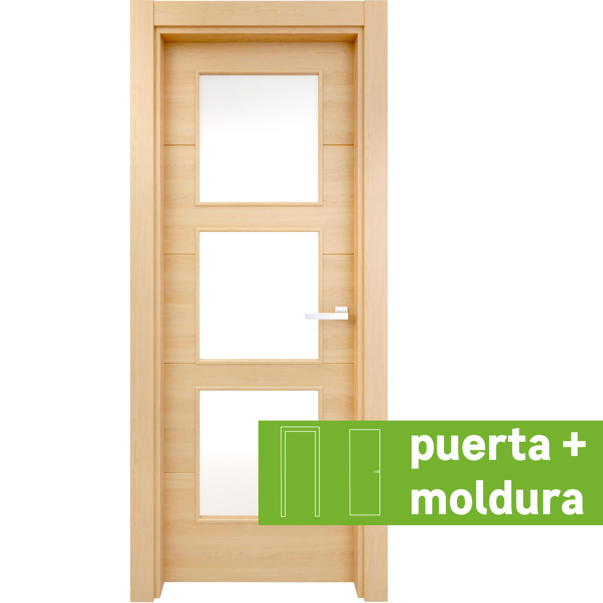 Conjunto puerta oslo roble miel line roble izda cristal 62.5cm + tapeta