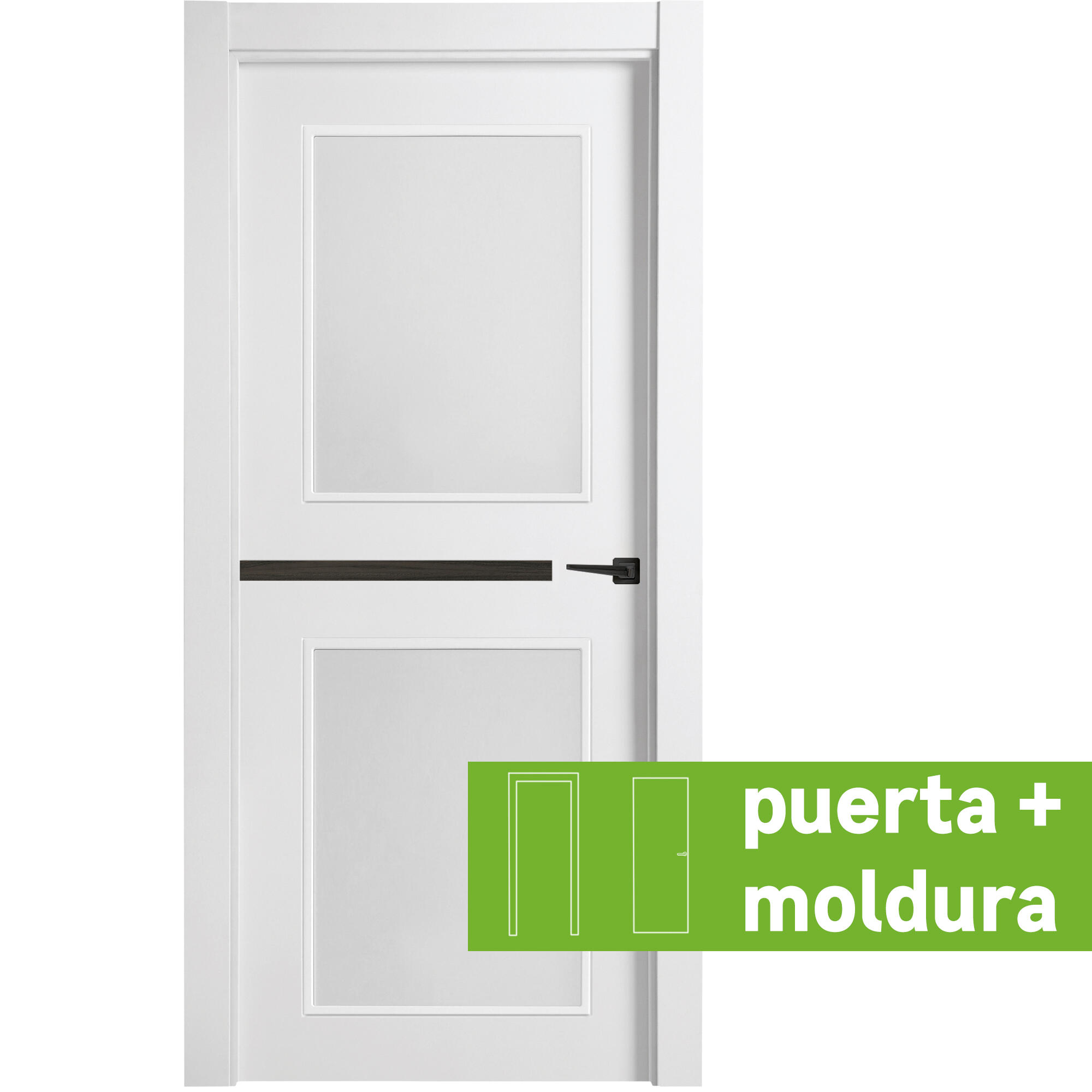 Conjunto puerta denver carbon blanco line izda cristal 92.5cm + tapeta