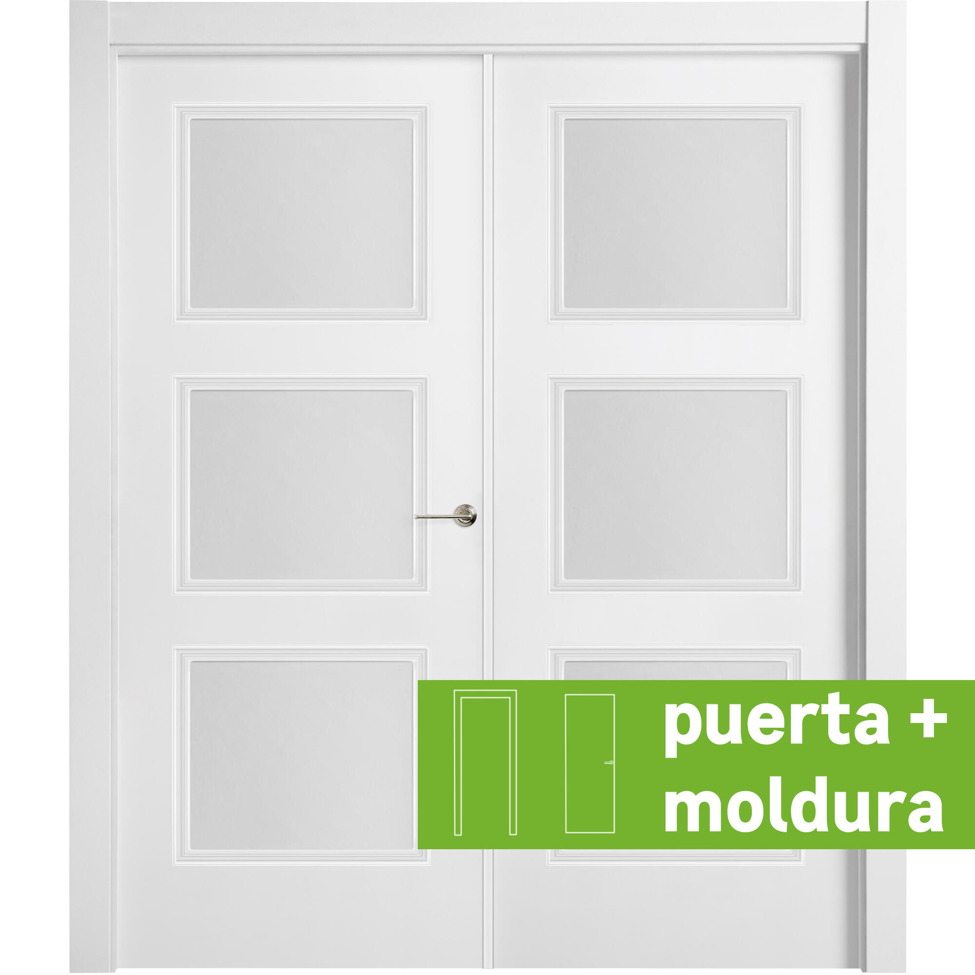 Conjunto puerta monaco blanco line plus izda con cristal 125cm + tapeta