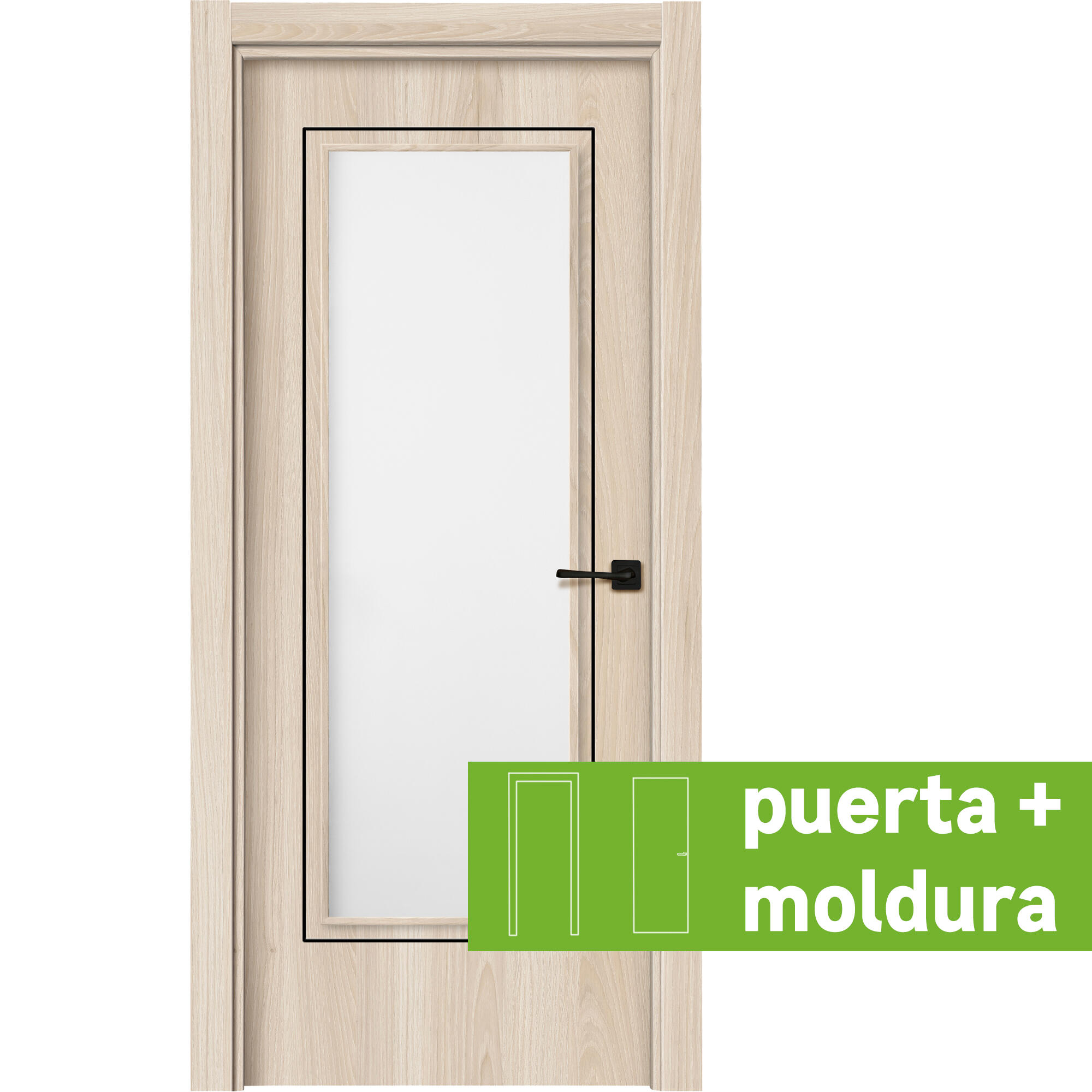 Conjunto puerta tacoma crema line plus izda cristal 92.5cm + tapeta