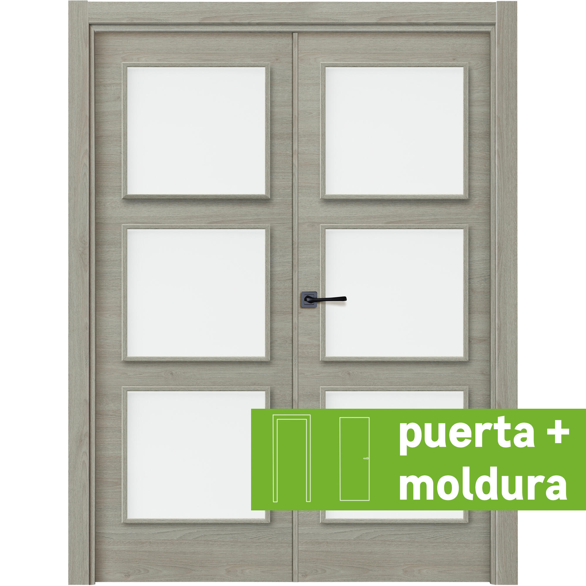 Conjunto puerta oslo vila roble line plus dcha cristal 145cm + tapeta