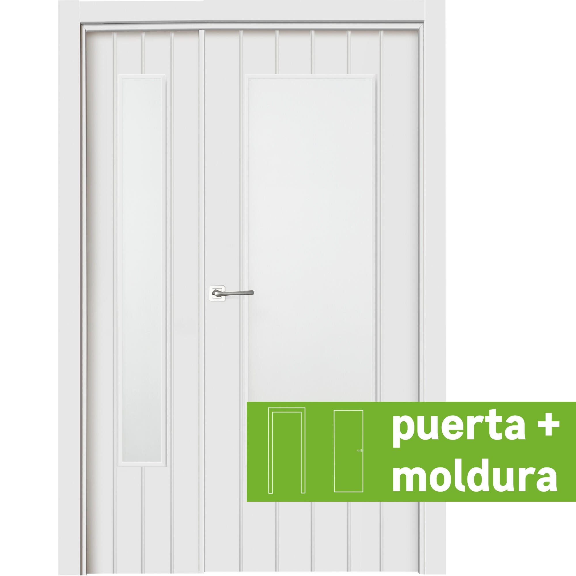 Conjunto puerta chicago blanco apertura dcha con cristal 105cm + tapeta