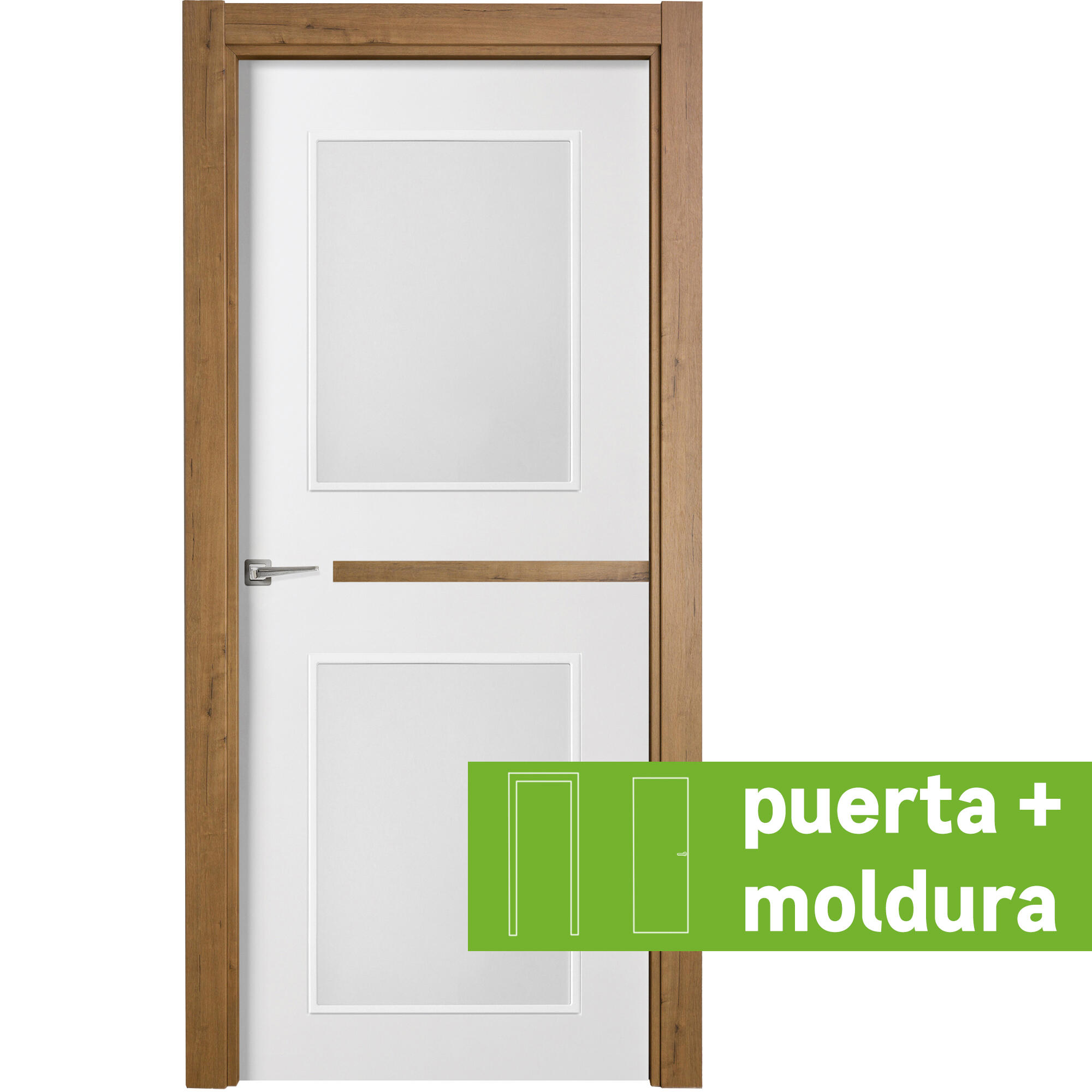 Conjunto puerta denver c-gold blanco line dcha cristal 92.5cm + tapeta