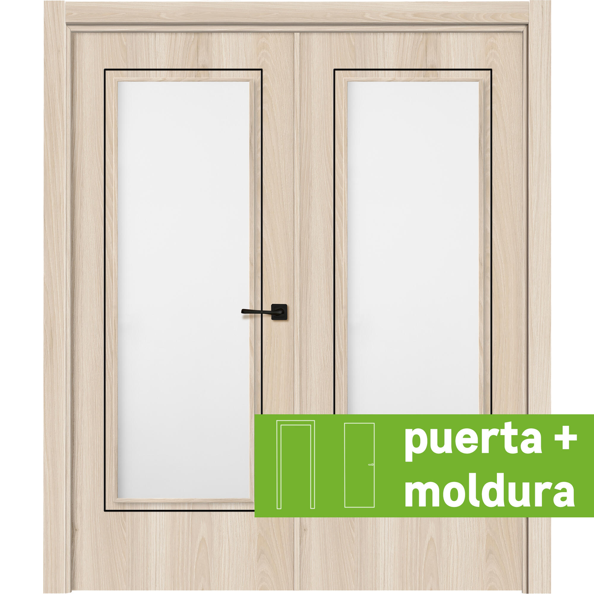 Conjunto puerta tacoma crema line plus izda cristal 145cm + tapeta
