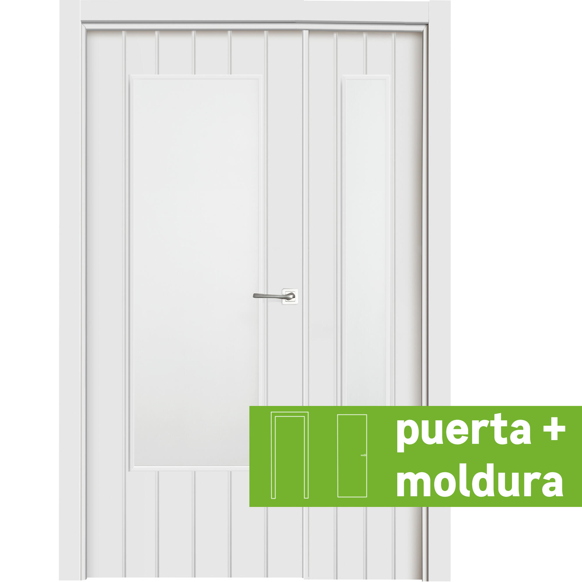 Conjunto puerta chicago blanco apertura izda con cristal 105cm + tapeta
