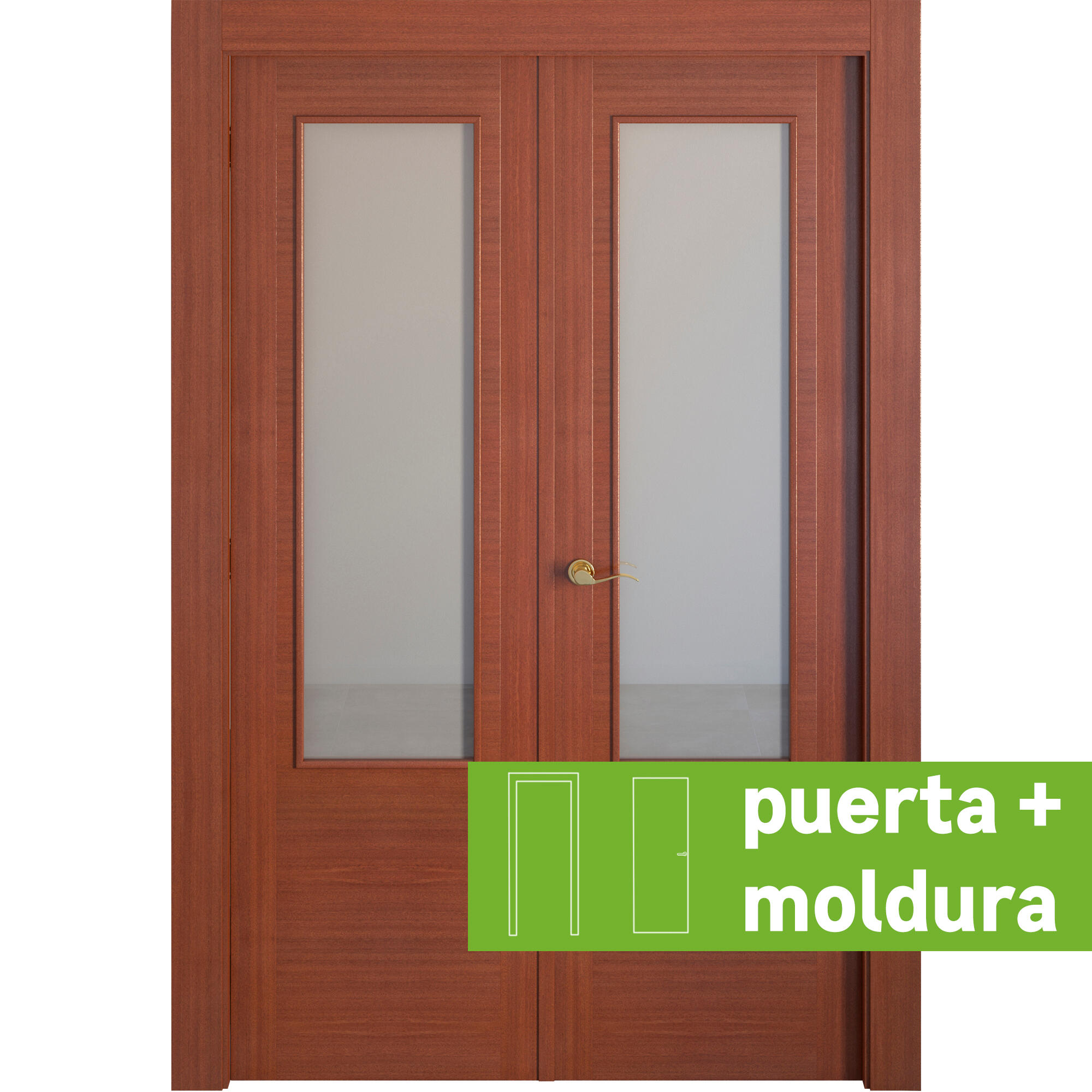 Conjunto puerta niza sapelly line plus dcha con cristal 145cm + tapeta
