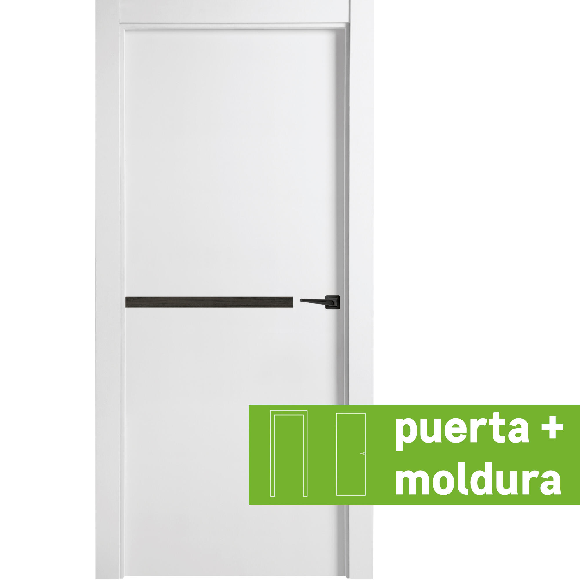 Conjunto puerta denver carbon blanco line apertura izda 82.5cm + tapeta