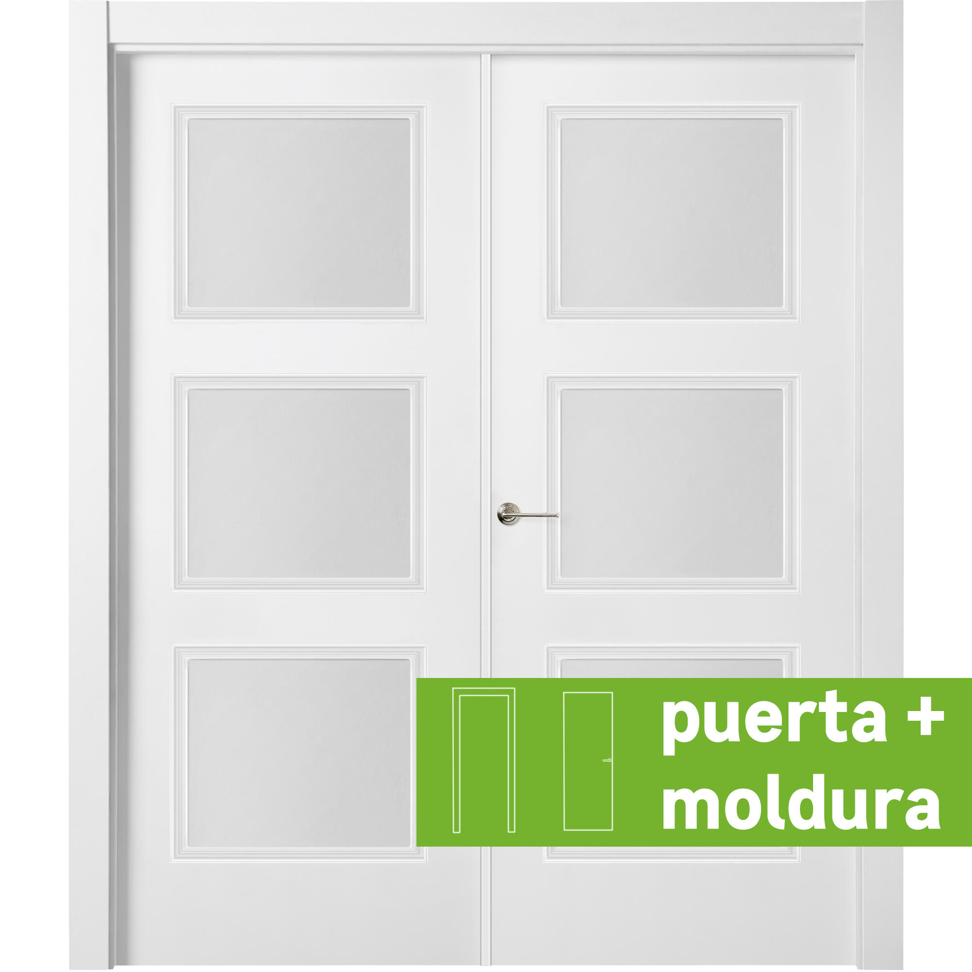 Conjunto puerta monaco blanco line plus dcha con cristal 145cm + tapeta