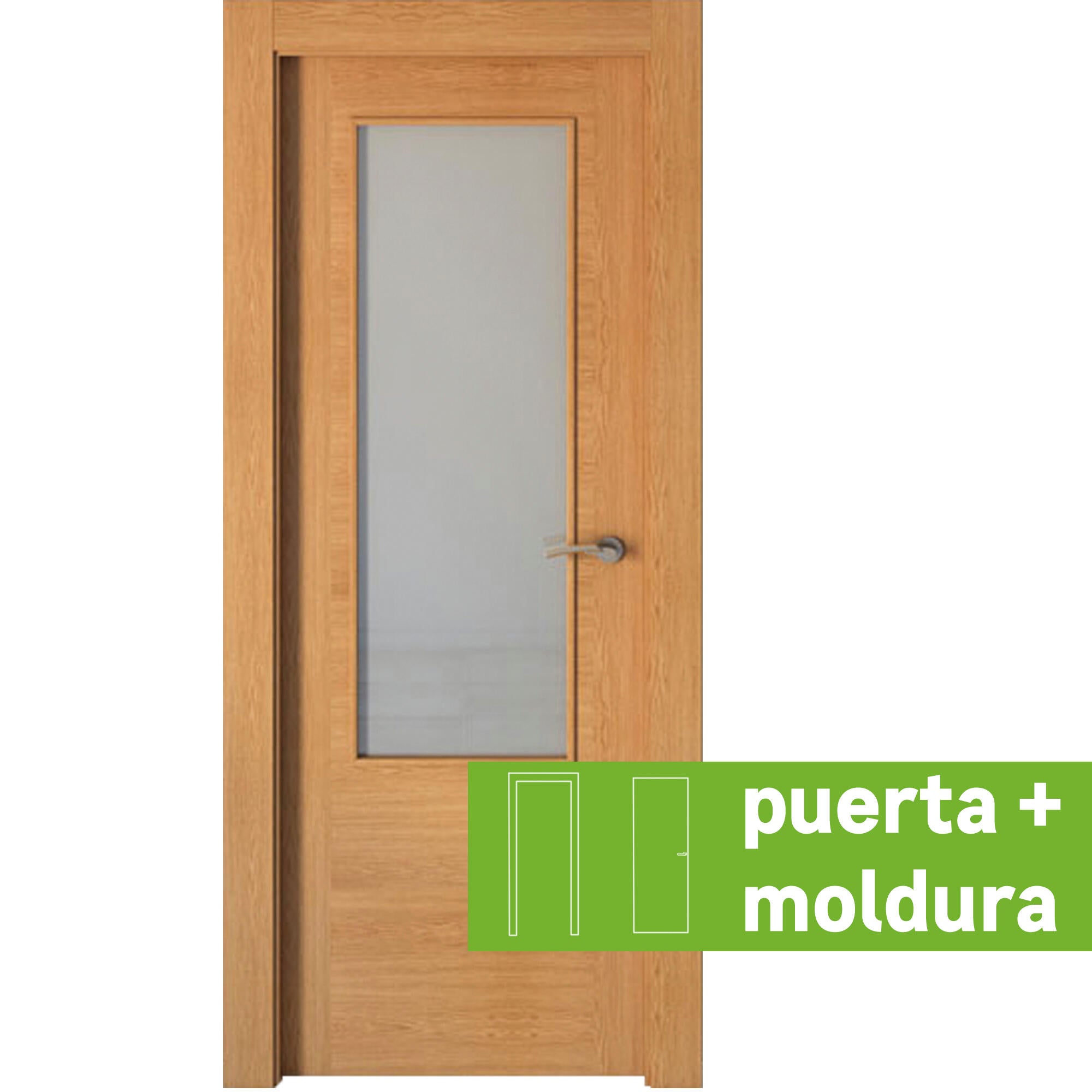 Conjunto puerta niza roble line plus izda con cristal 72.5cm + tapeta