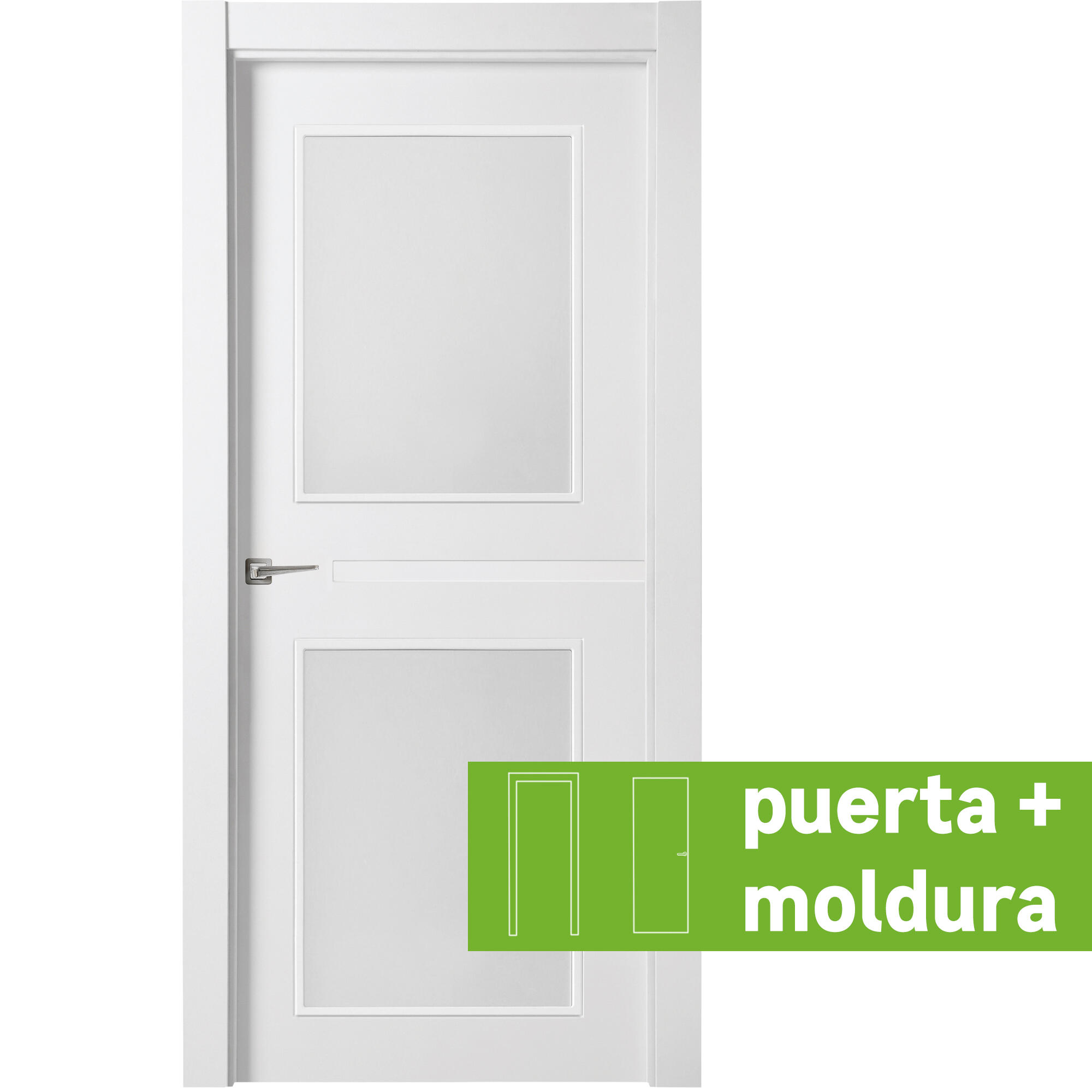 Conjunto puerta denver bl blanco line dcha con cristal 92.5cm + tapeta