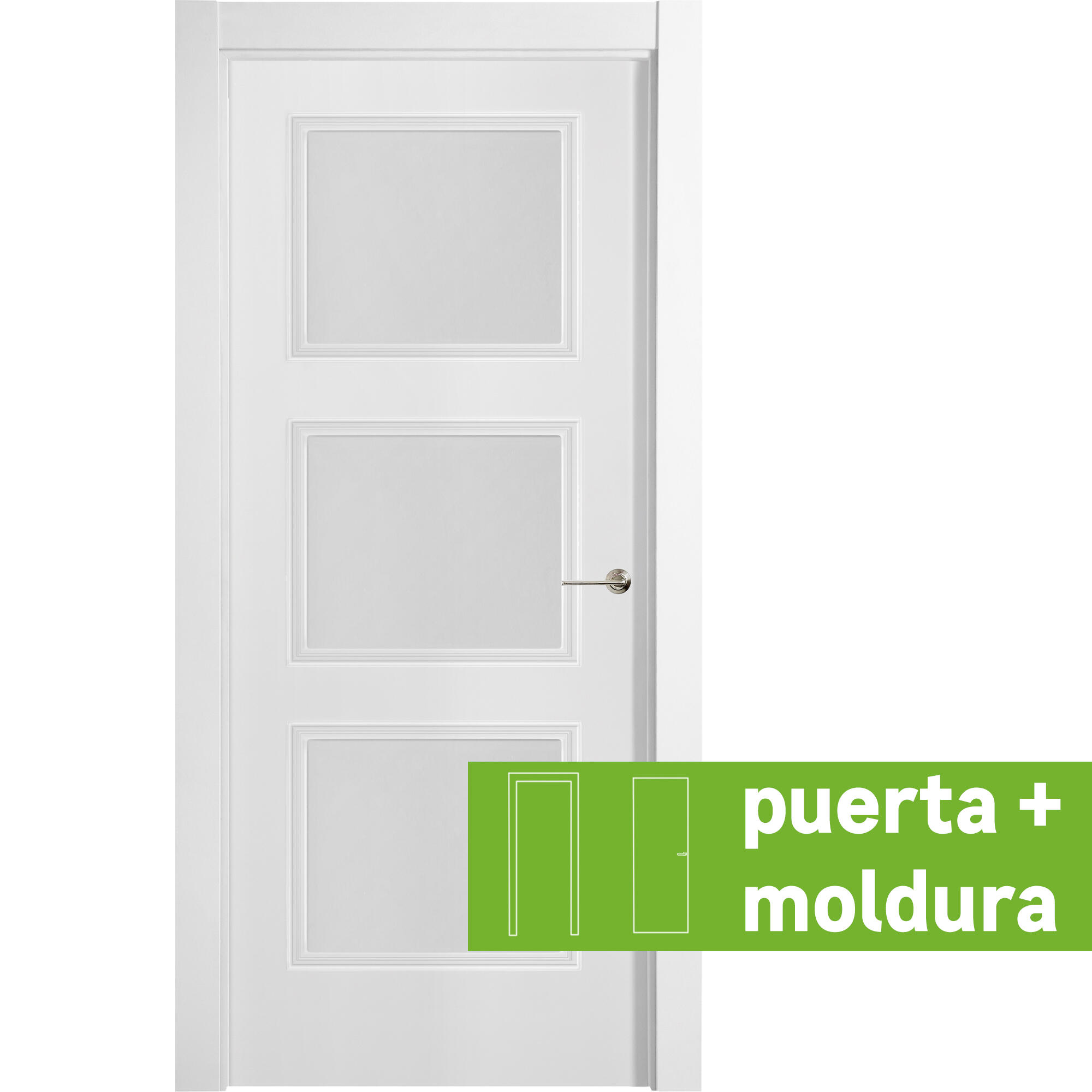 Conjunto puerta monaco blanco line plus izda cristal 82.5cm + tapeta