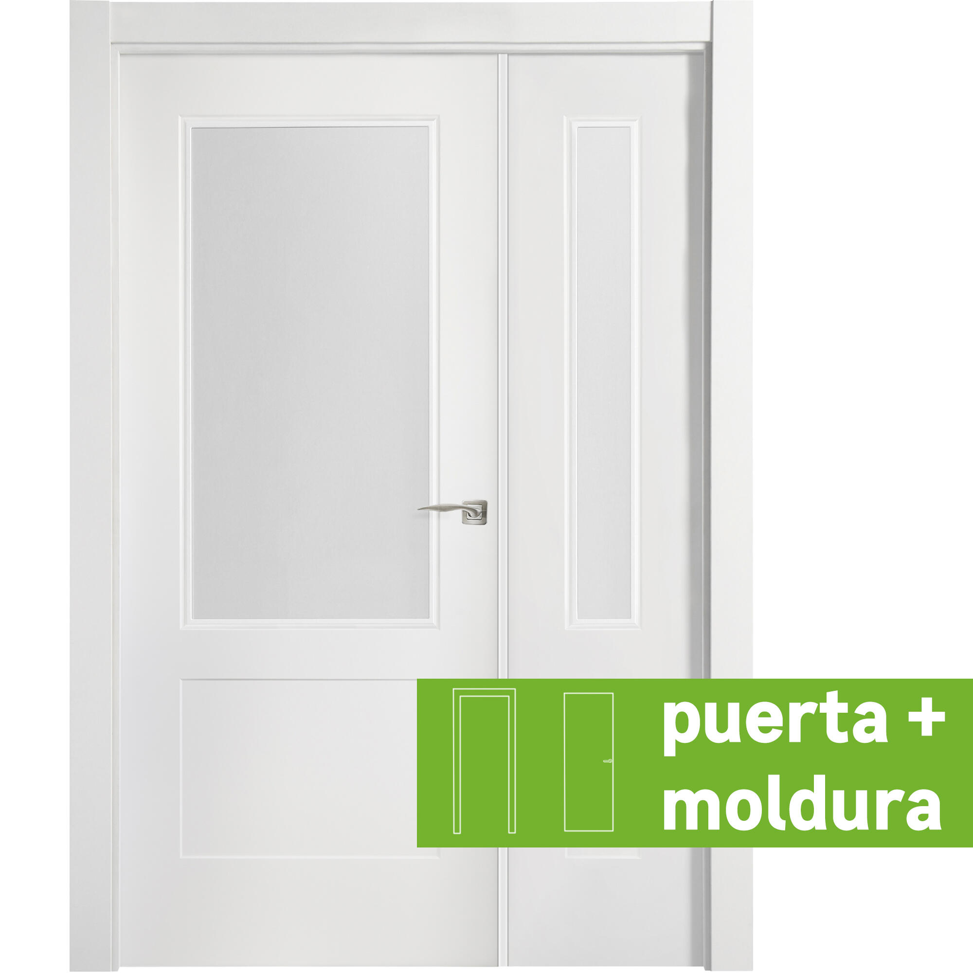 Conjunto puerta atlanta blanco line plus izda cristal 115cm + tapeta