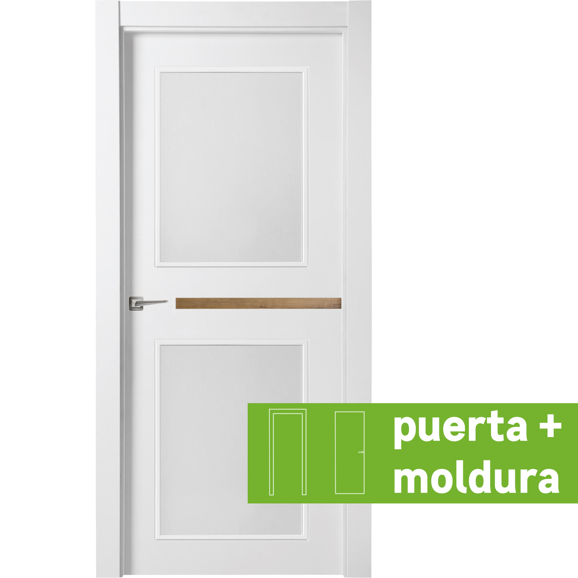 Conjunto puerta denver gold blanco line dcha cristal 82.5cm + tapeta