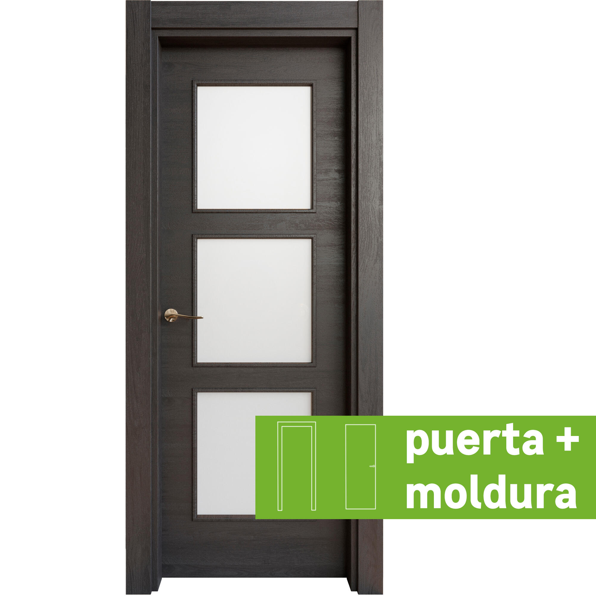 Conjunto puerta oslo azabache line negro dcha cristal 92.5cm + tapeta
