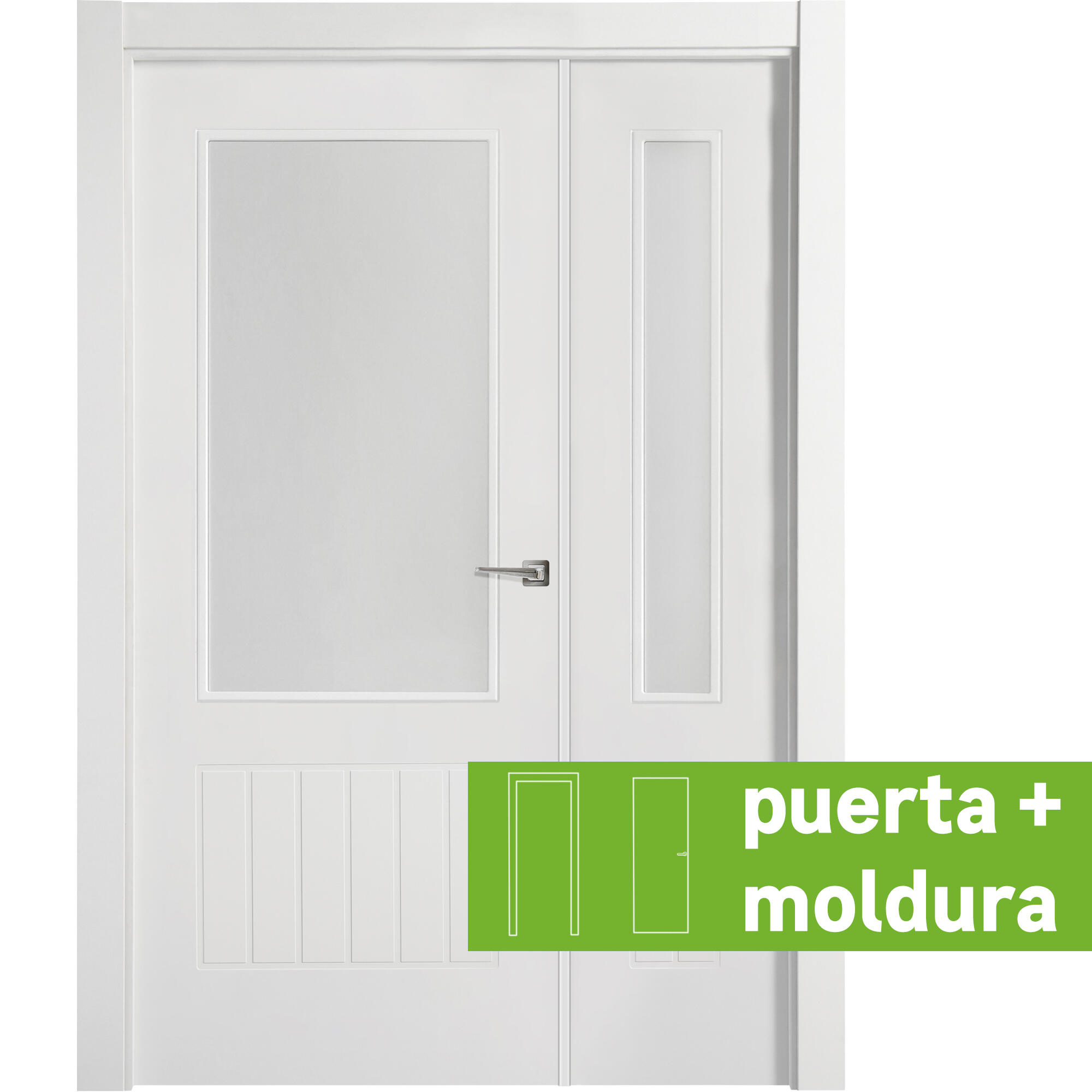 Conjunto puerta madison blanco line plus izda cristal 115cm + tapeta