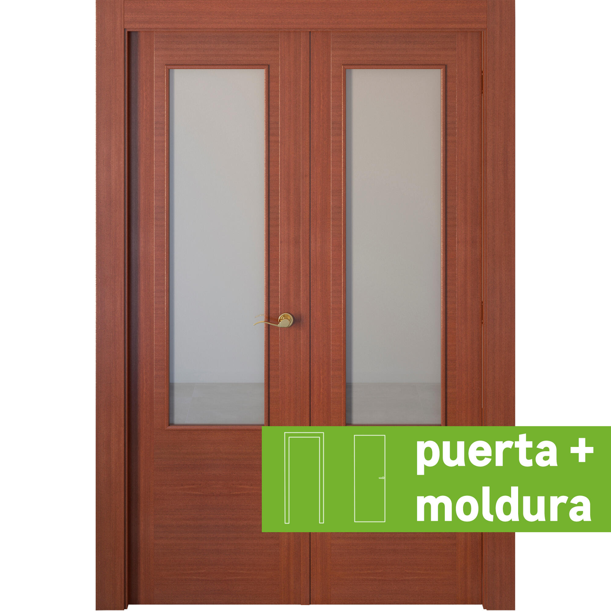 Conjunto puerta niza sapelly line plus izda con cristal 145cm + tapeta