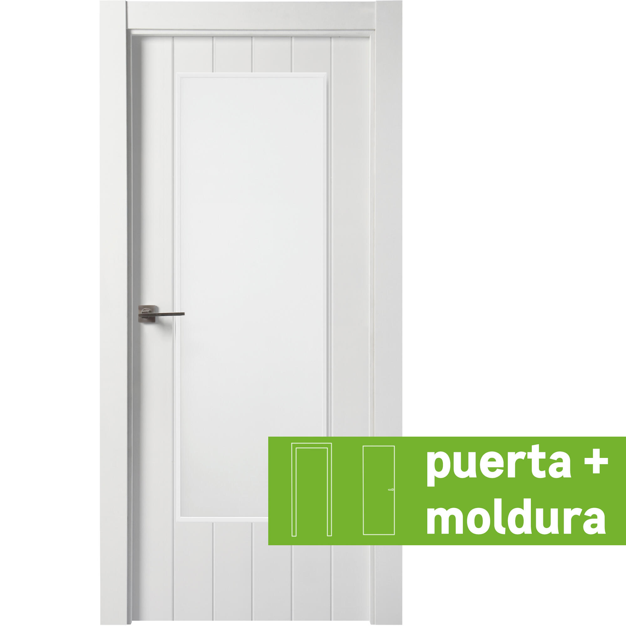 Conjunto puerta chicago blanco dcha con cristal 72.5cm + tapeta