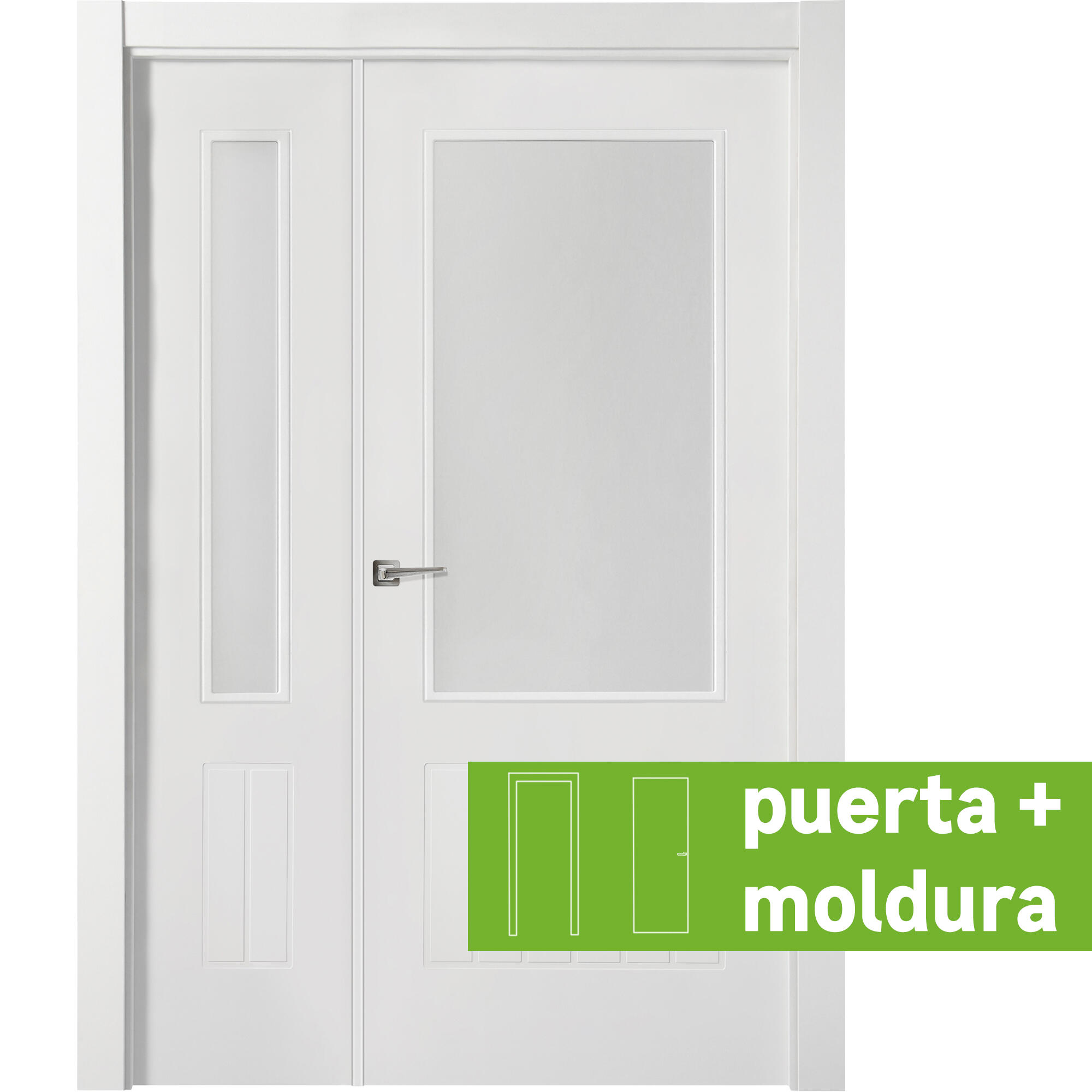 Conjunto puerta madison blanco line plus dcha cristal 115cm + tapeta