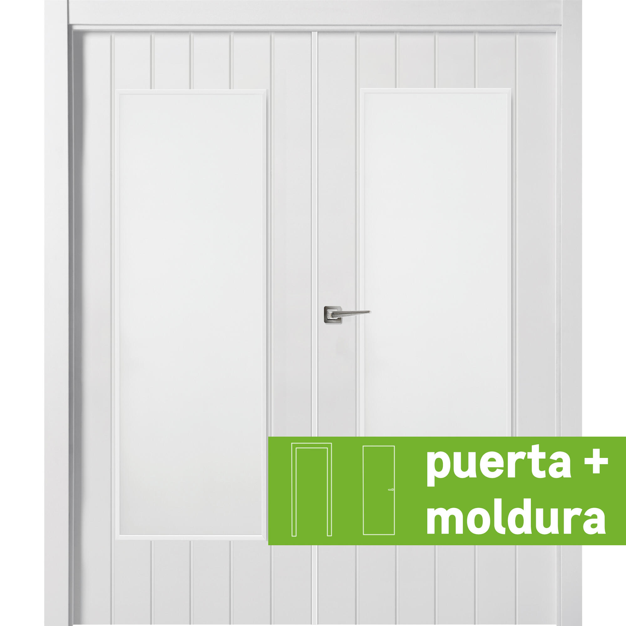 Conjunto puerta chicago blanco apertura dcha con cristal 125cm + tapeta