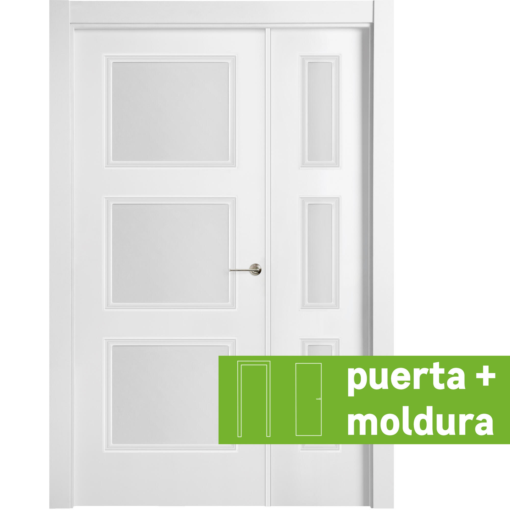 Conjunto puerta monaco blanco line plus izda con cristal 125cm + tapeta