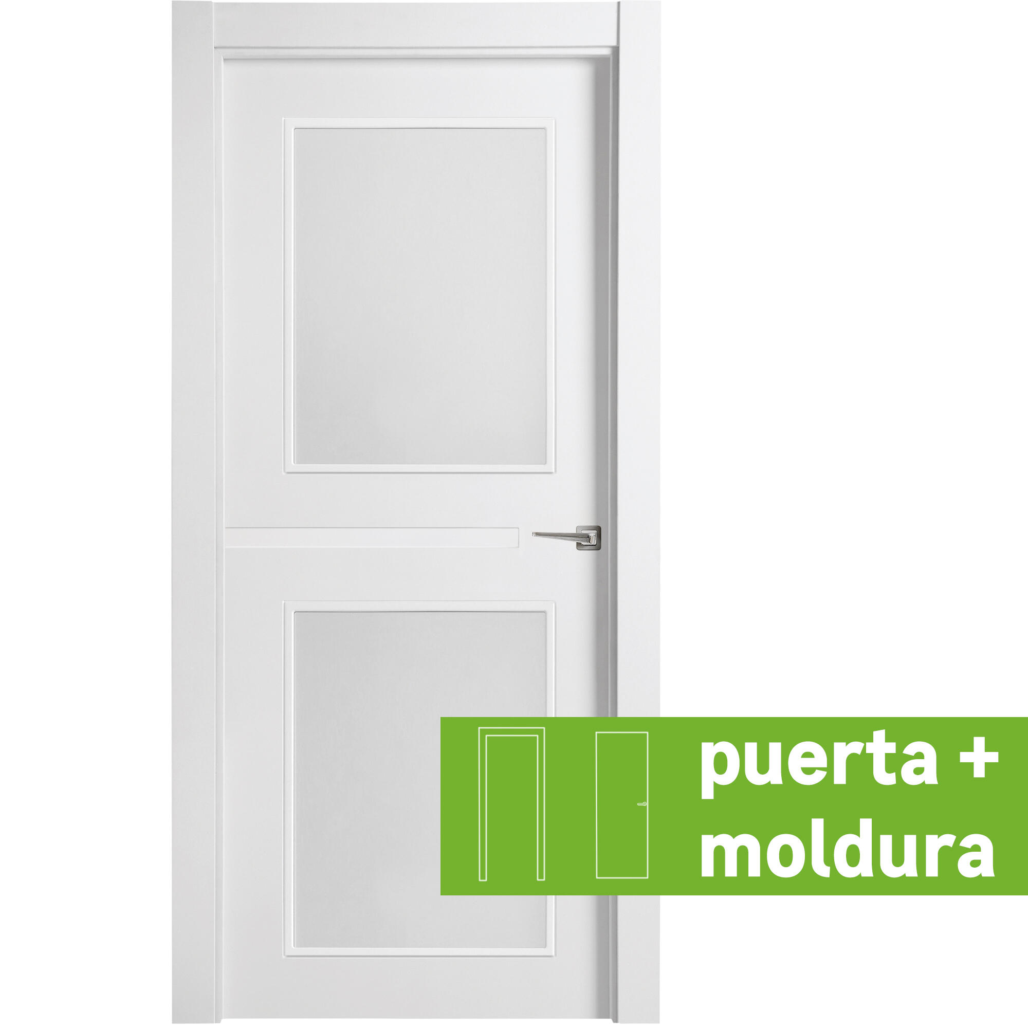Conjunto puerta denver bl blanco line izda con cristal 92.5cm + tapeta