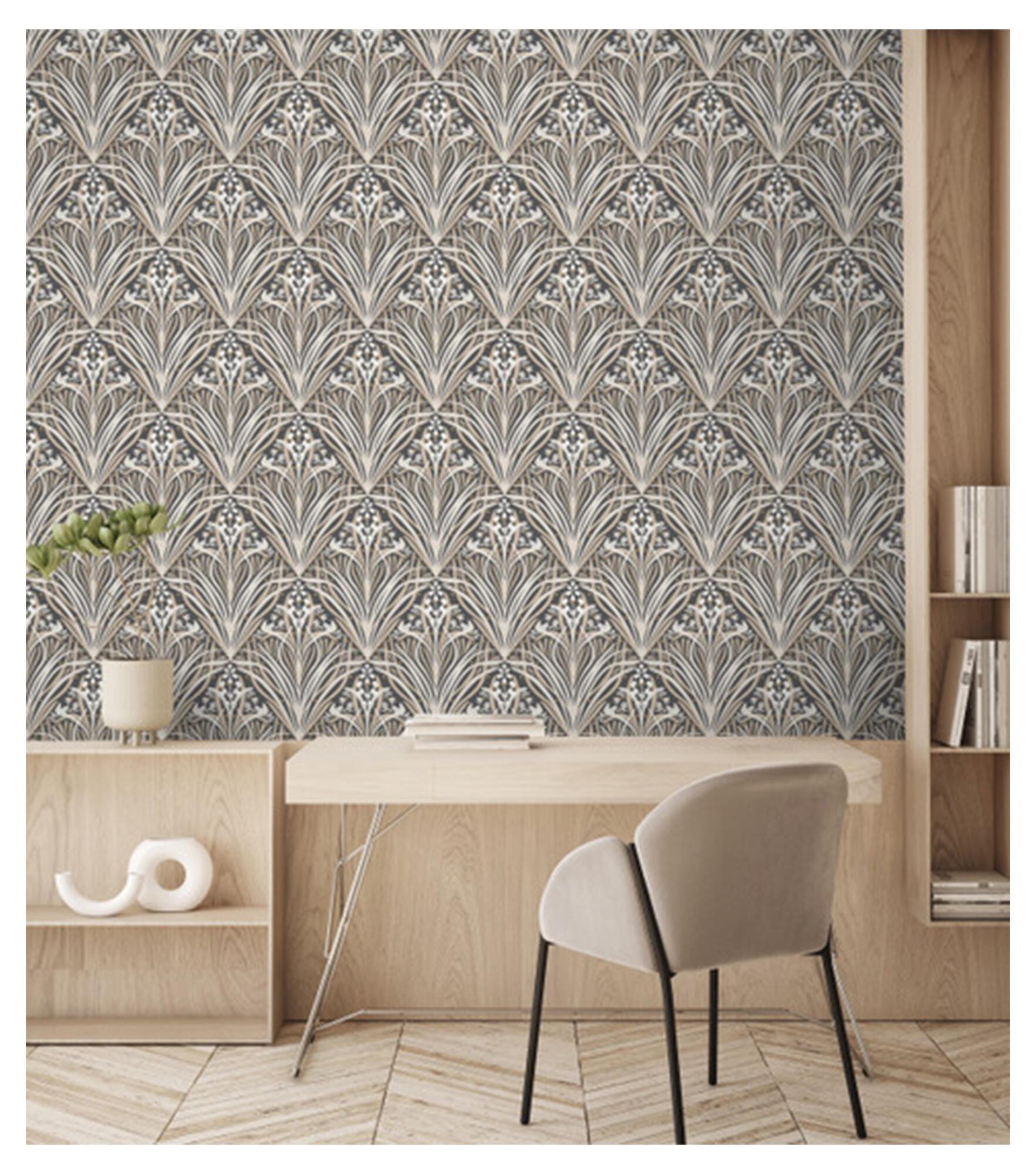 Papel pintado vinilo aplicación cola en pared geométrico geometrico 8306 beige ugepa 53cmx10m lavable