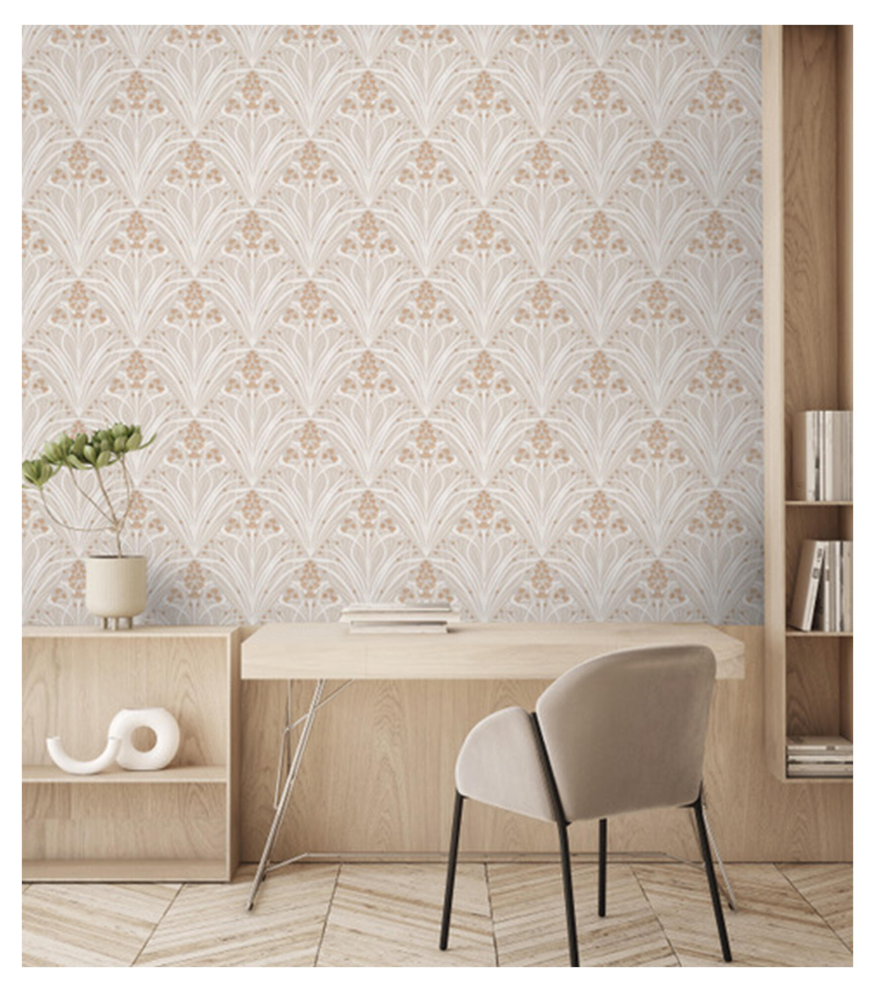 Papel pintado vinilo aplicación cola en pared geométrico geometrico 8305 beige ugepa 53cmx10m lavable