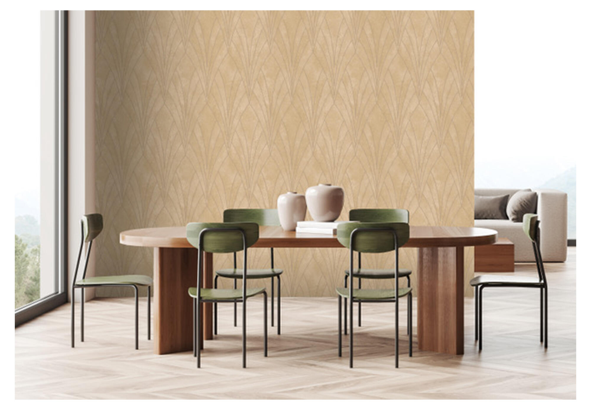 Papel pintado vinilo aplicación cola en pared geométrico geometrico 8338 amarillo ugepa 53cmx10m lavable