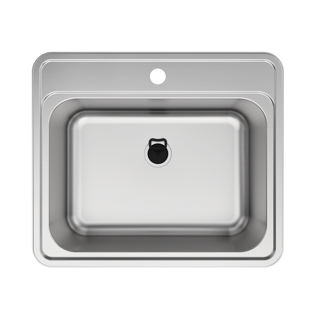 Lavello sopratop 1 vasca in inox argento DELINIA Eleki con tagliere L 56 x L 48 cm