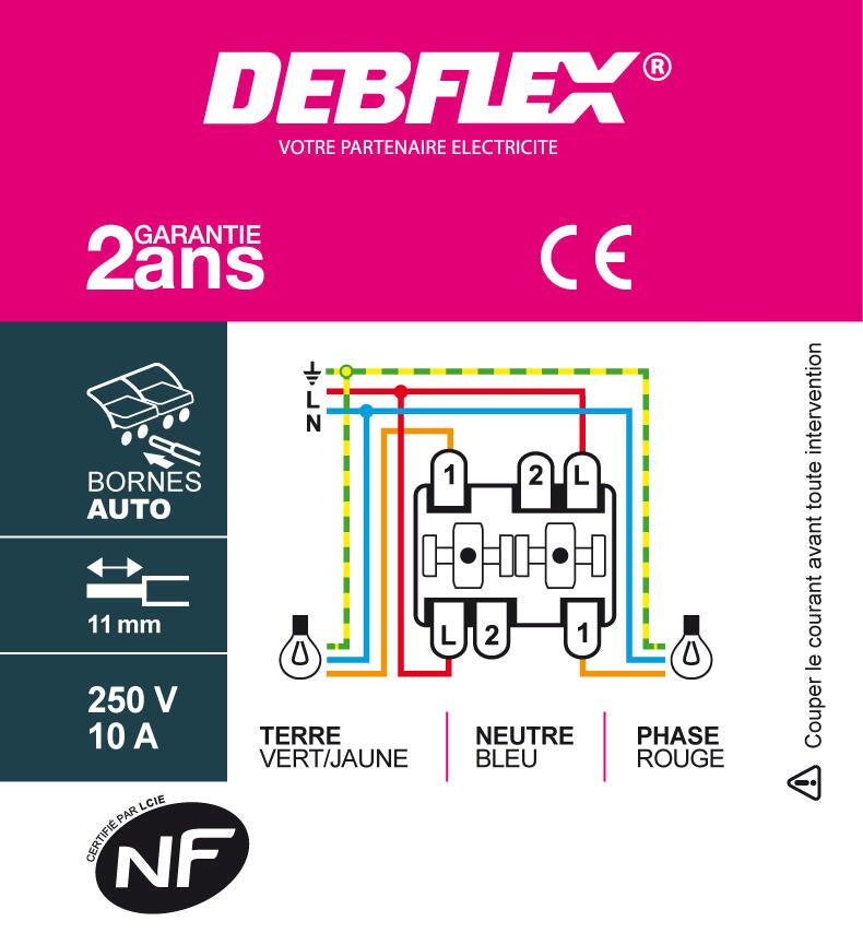 Interrupteur double va et vient BLOK - DEBFLEX - 4