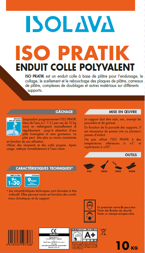 Enduit colle polyvalent Isopratik 10KG - ISOLAVA - 4