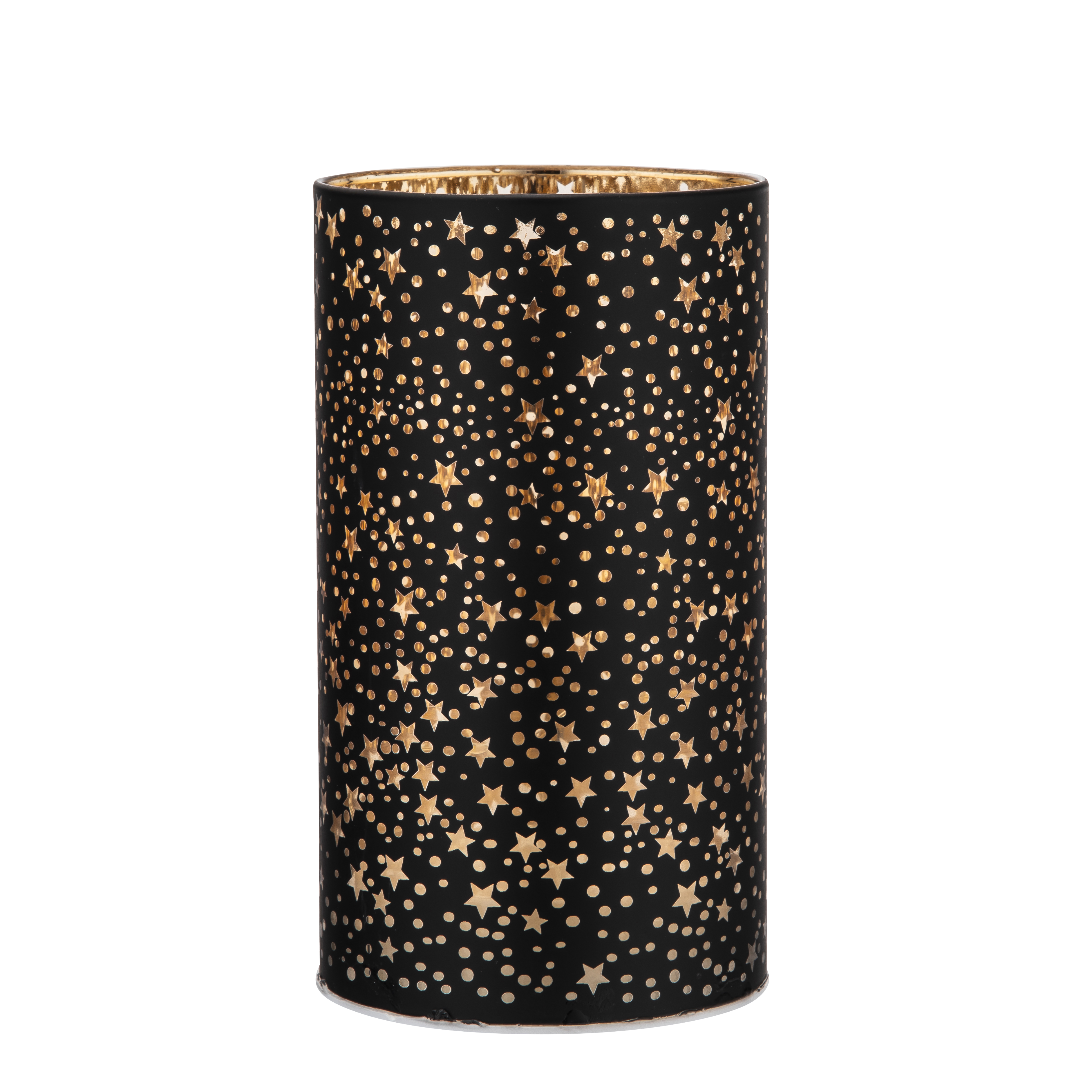 Lampion LED Gwiazdki 9 x 14 cm czarno-złoty