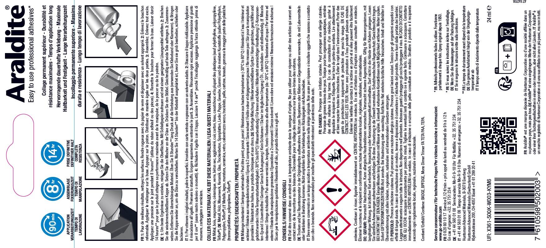 Colle époxy prise progressive standard bleu 24 ml - ARALDITE - 5