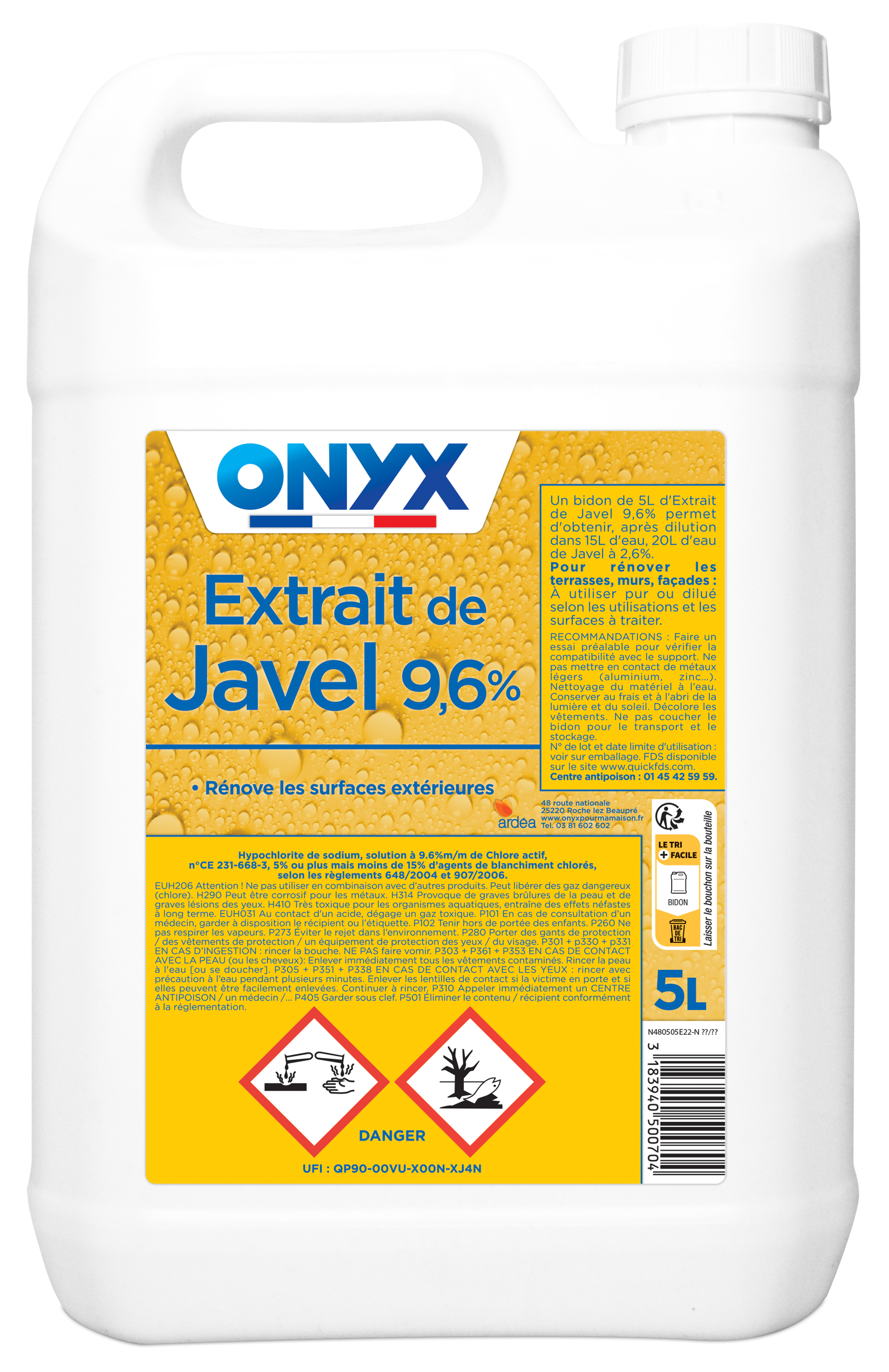 Extrait de javel 9,6° 5 L - ONYX - 3
