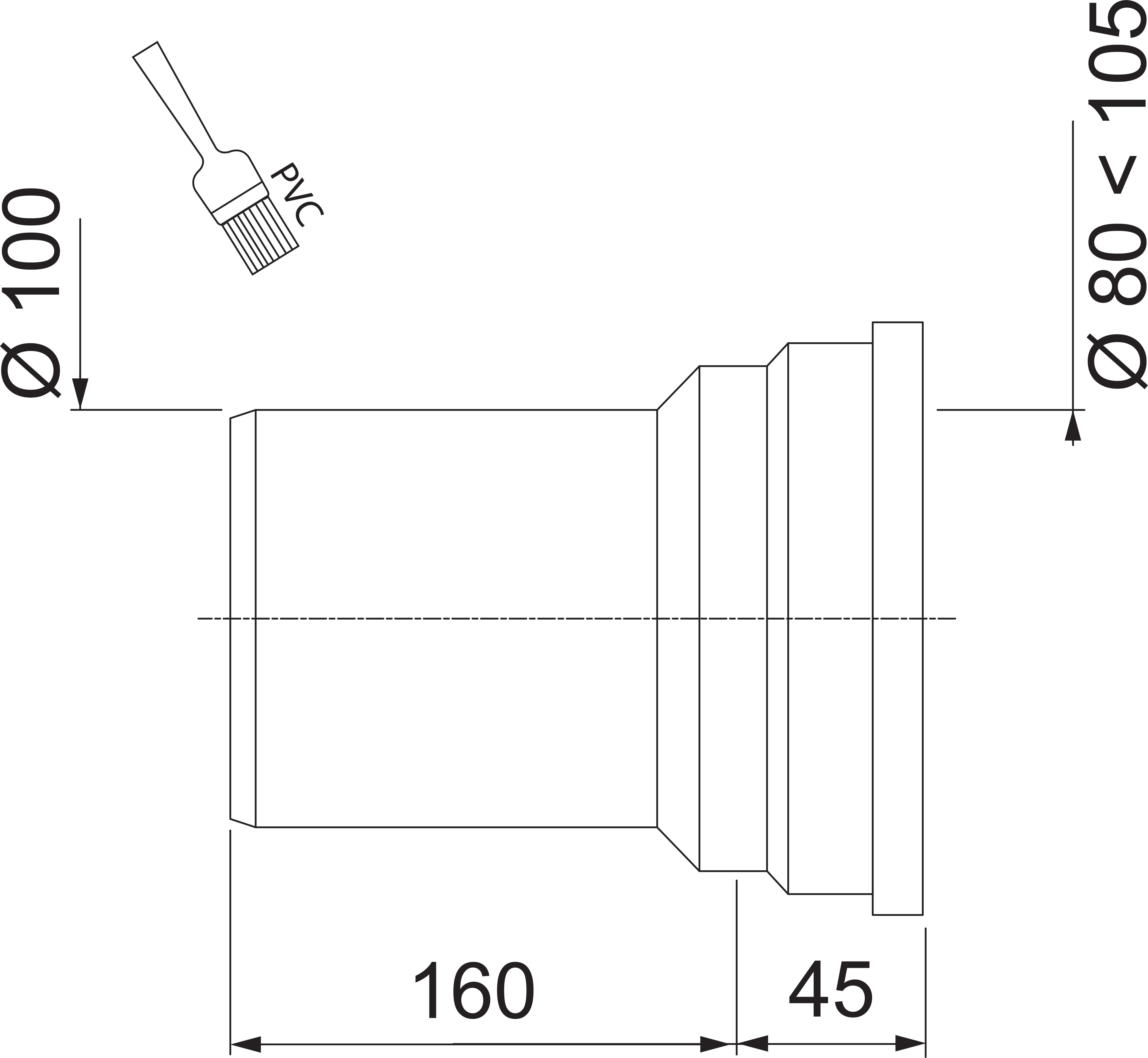 Manchon droit pour sortie de cuvette WC Ø100 mm WIRQUIN PRO - 5