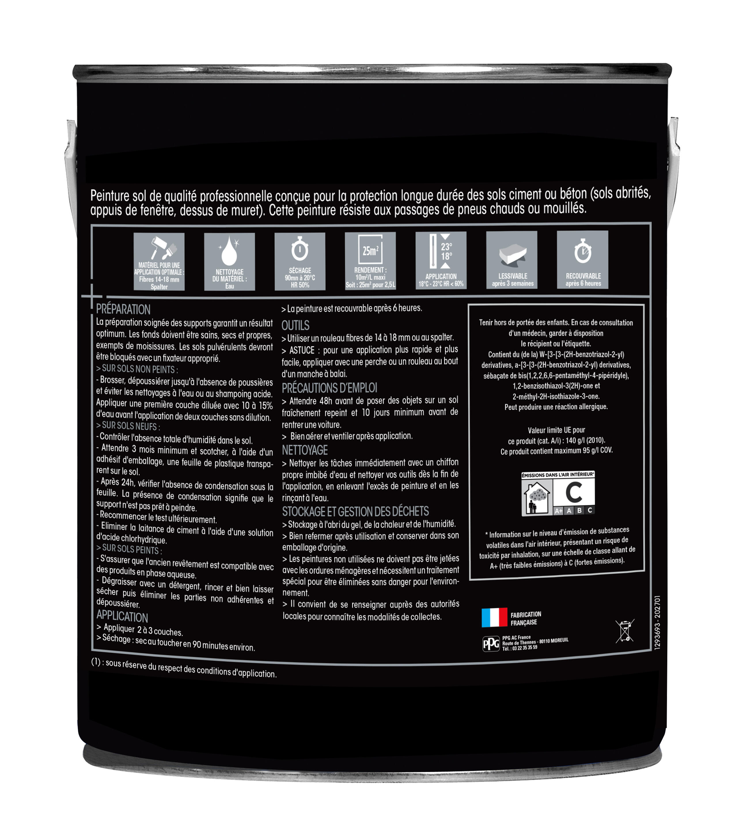 Peinture sol alkyde intérieur extérieur satin blanc 2,5 L - MOSAIK - 5