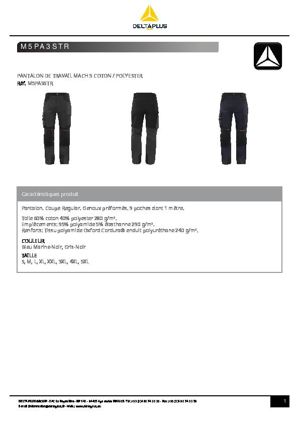 Pantalon de travail Gris/Noir T.L M5PA3STR - DELTA PLUS - 3