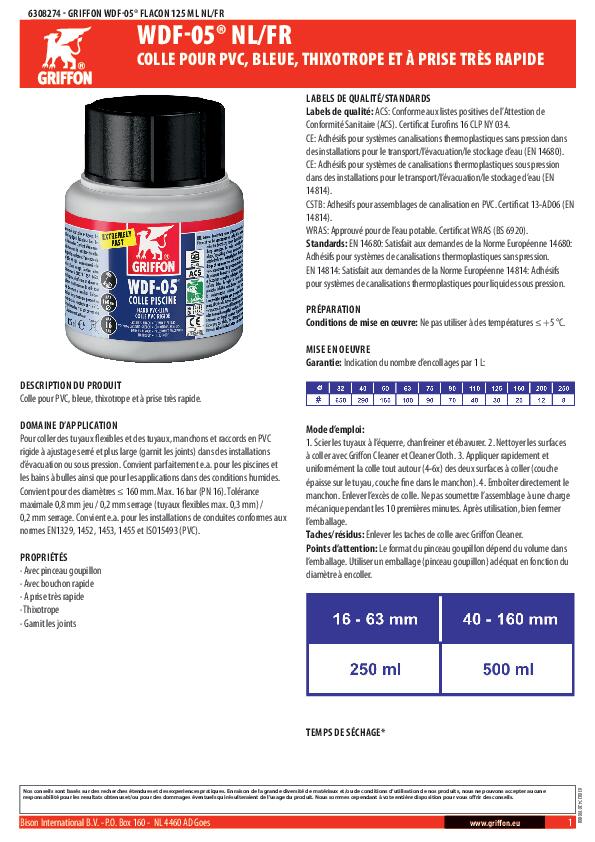 Wdf-05 colle piscine 125ml  - GRIFFON - 2