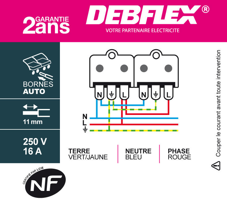 Double prise de courant 2P+T BLOK  - DEBLEX - 3