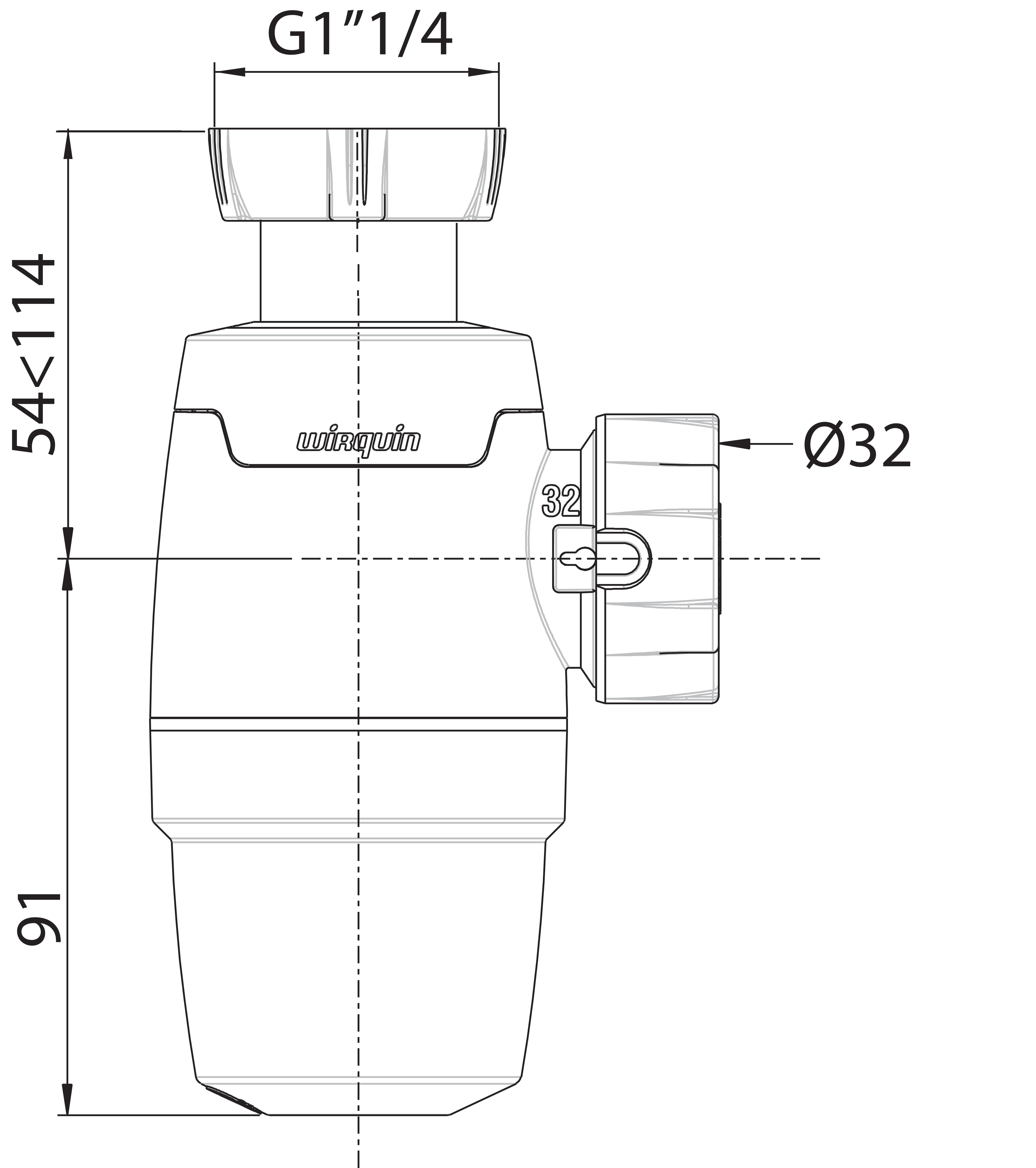 Siphon pour lavabo Diam.32 mm réglable en hauteur blanc NF - WIRQUIN Néo - 6