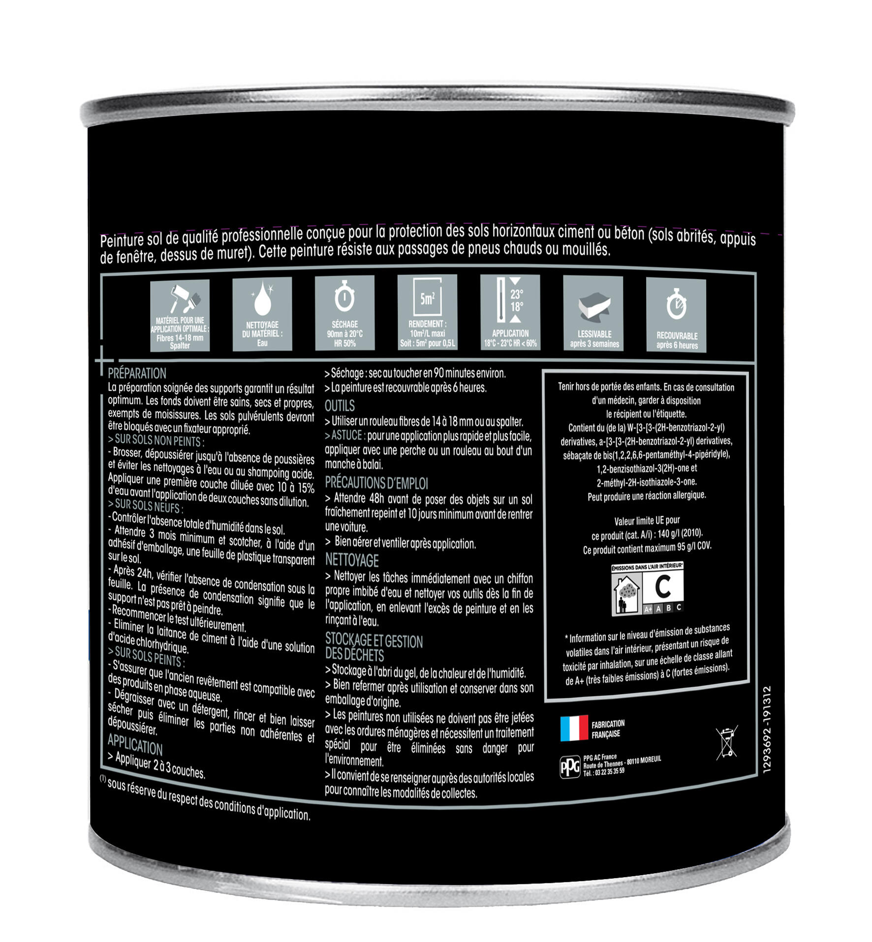 Peinture sol alkyde intérieur extérieur satin gris foncé 0,5 L - MOSAIK - 3