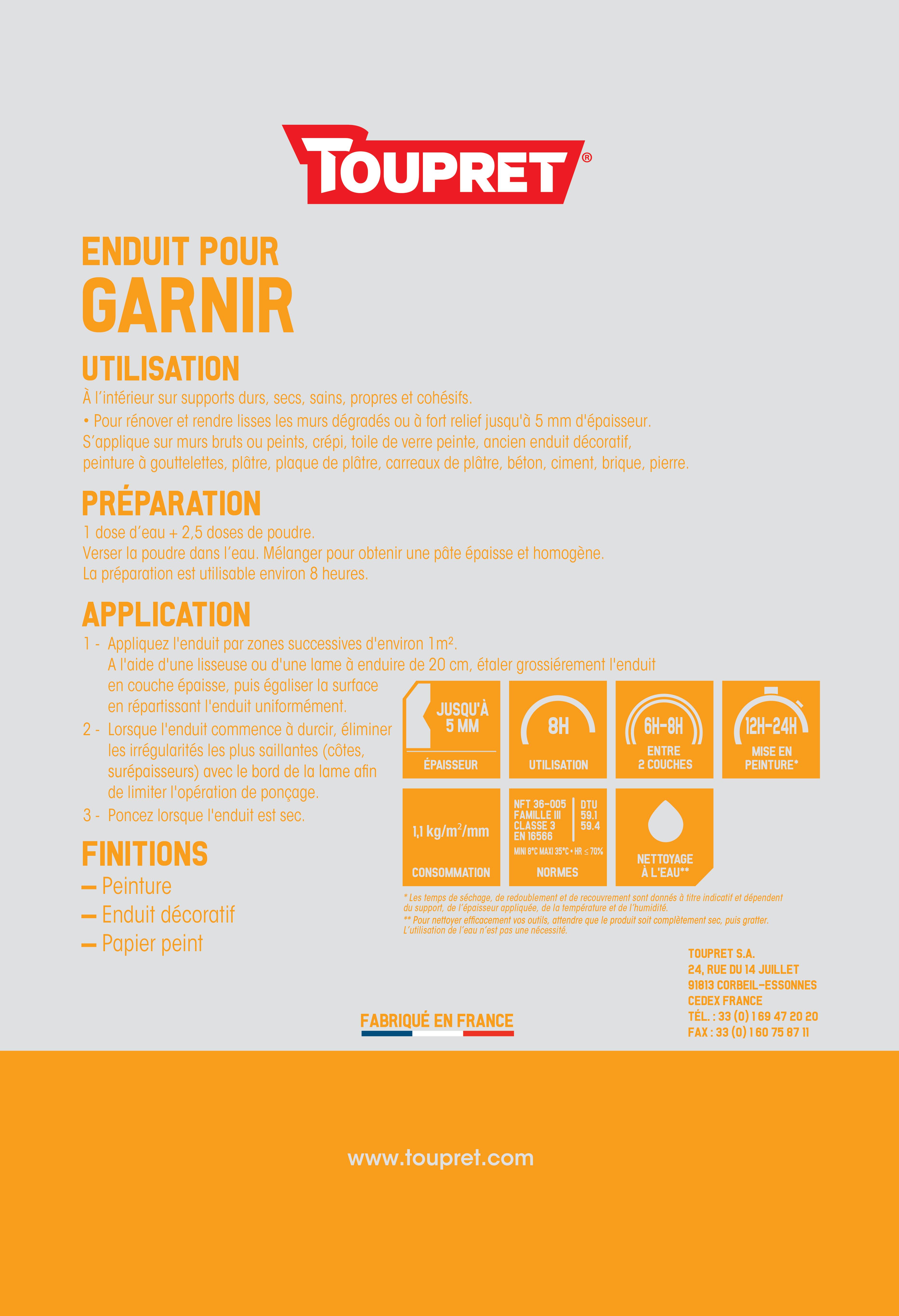 Enduit garnissant en poudre intérieur 25 kg - G TOUPRET - 3