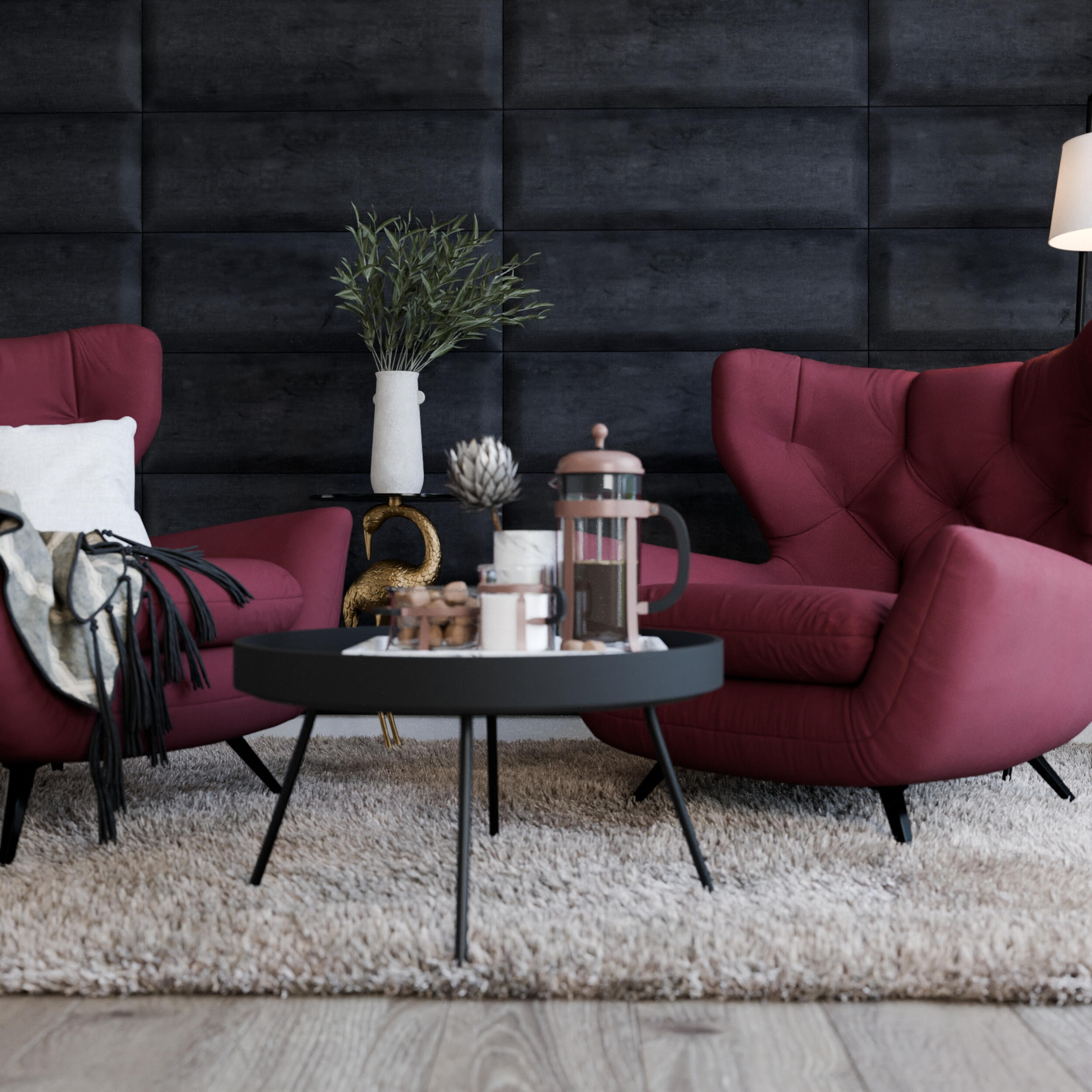 Panele ścienne tapicerowane prostokąt 60x30 cm Charcoal - 2