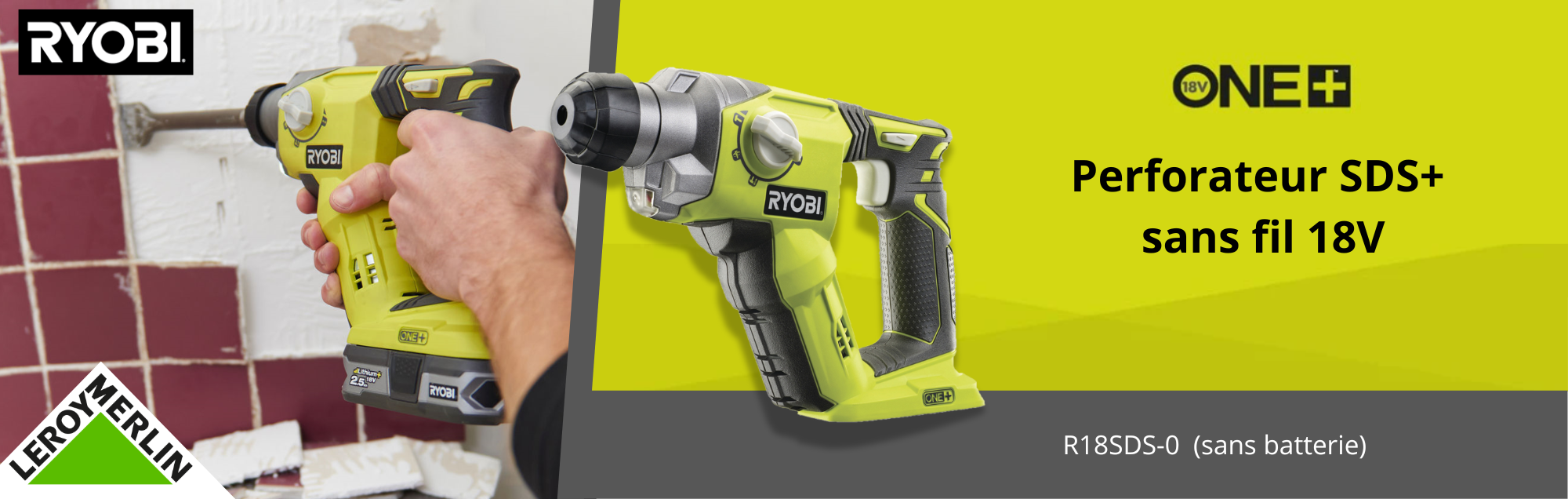 perforateur sans fil ryobi one + 18V R18SDS - 0