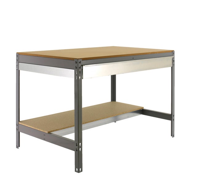 Mesa de trabajo con cajón 84,2x91x61 cm gris/madera