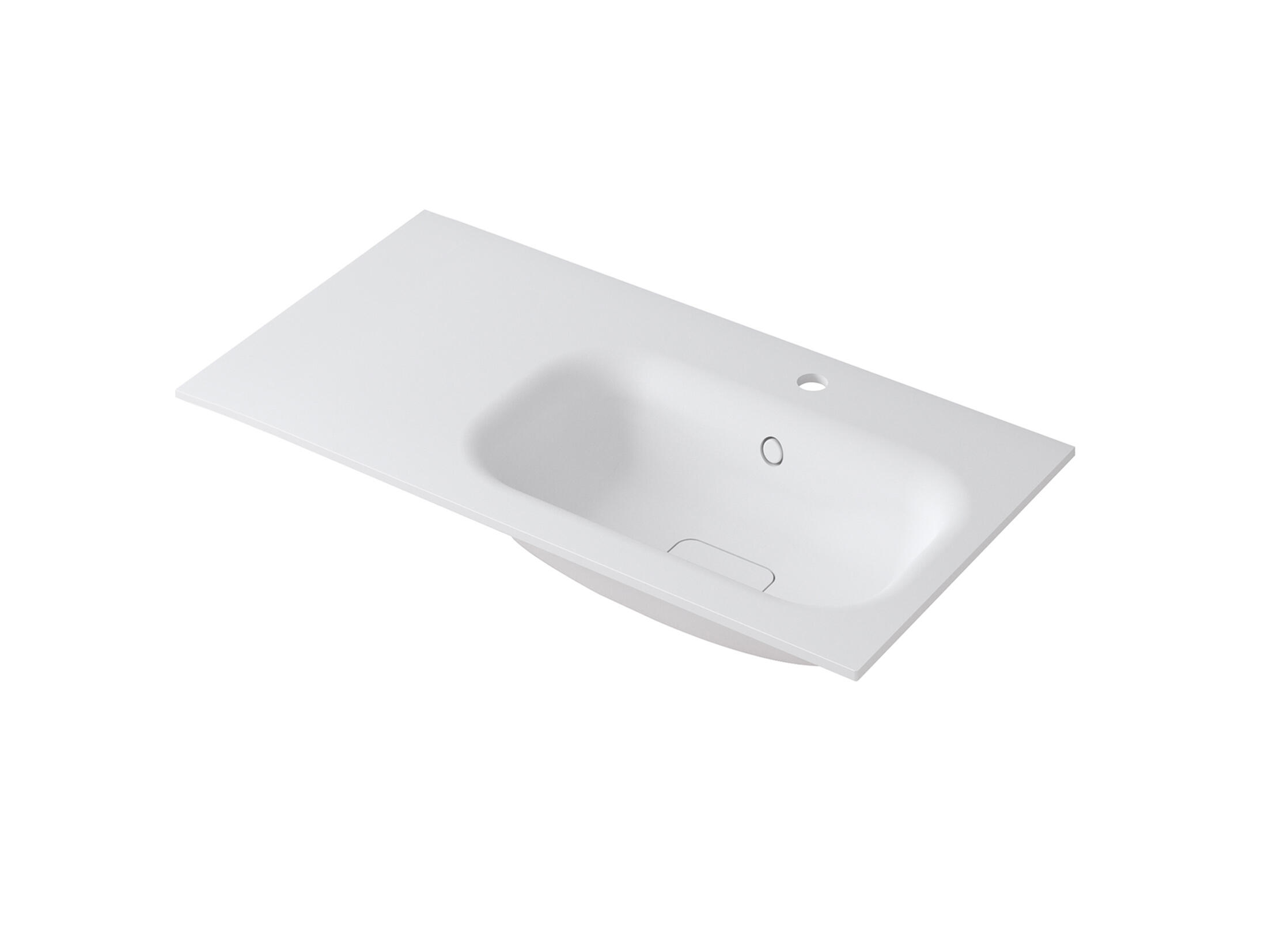 Lavabo a incasso rettangolare vasca a destra L 90.5 x H 15 x P 46 cm in resina bianco lucido