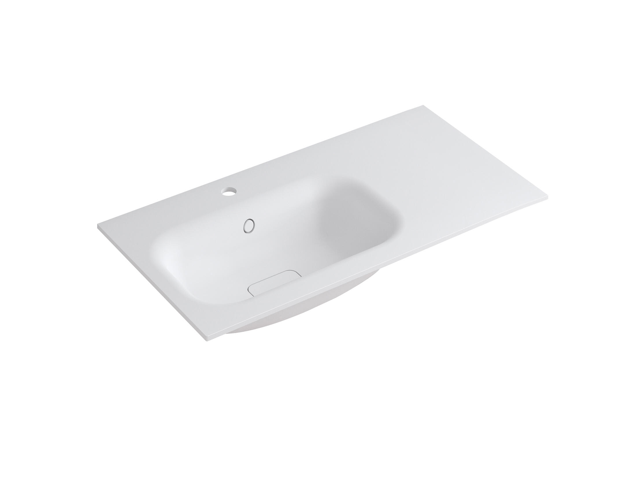 Lavabo a incasso rettangolare vasca a sinistra L 90.5 x H 15 x P 46 cm in resina bianco lucido